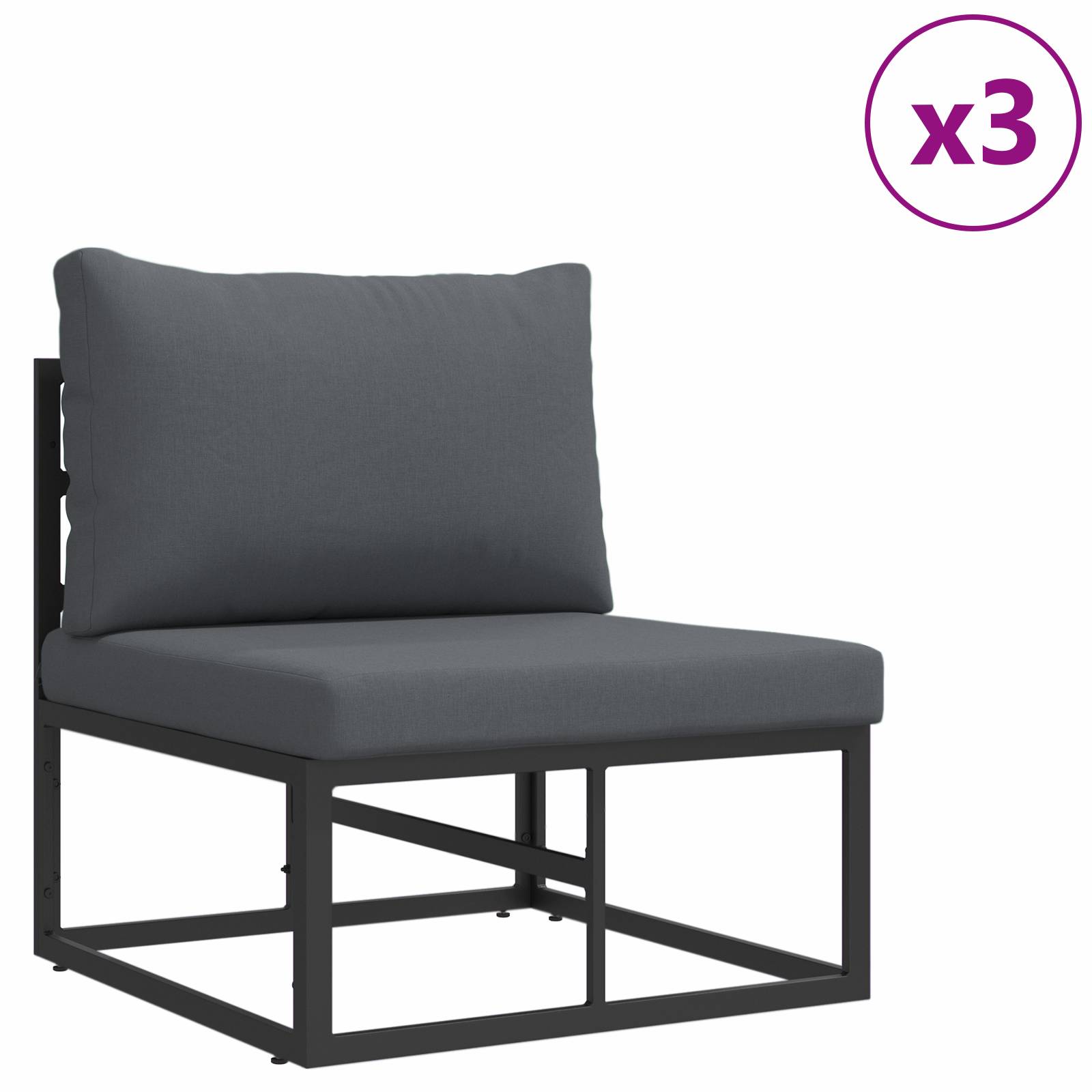 vidaXL Garten-Sofa-Set 6 pcs Schwarz 70 x 70 x 32 cm Aluminium