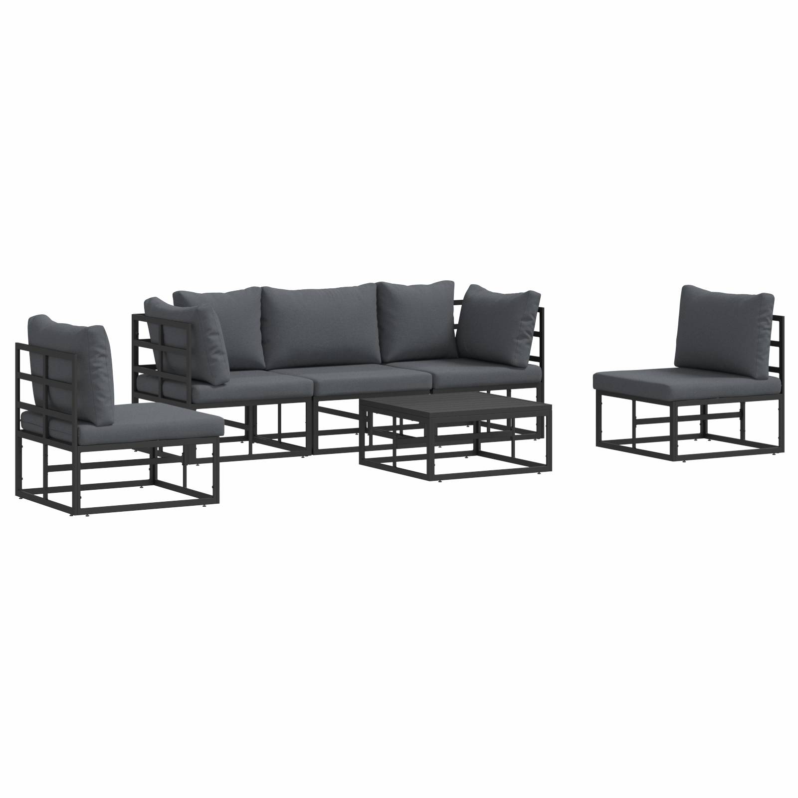 vidaXL Garten-Sofa-Set 6 pcs Schwarz 70 x 70 x 32 cm Aluminium