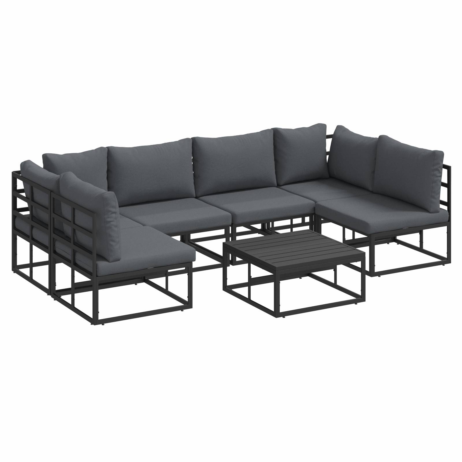 vidaXL Garten-Sofa-Set 7 pcs Schwarz 70 x 70 x 32 cm Aluminium