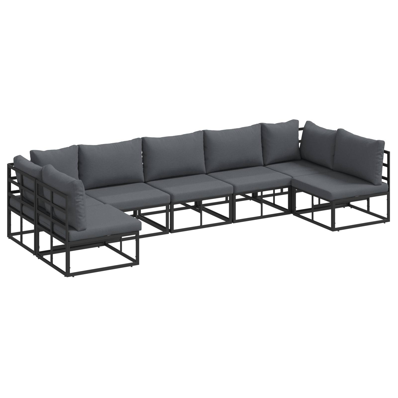 vidaXL Garten-Sofa-Set 7 pcs Schwarz 353 x 141,5 x 71 cm Aluminium