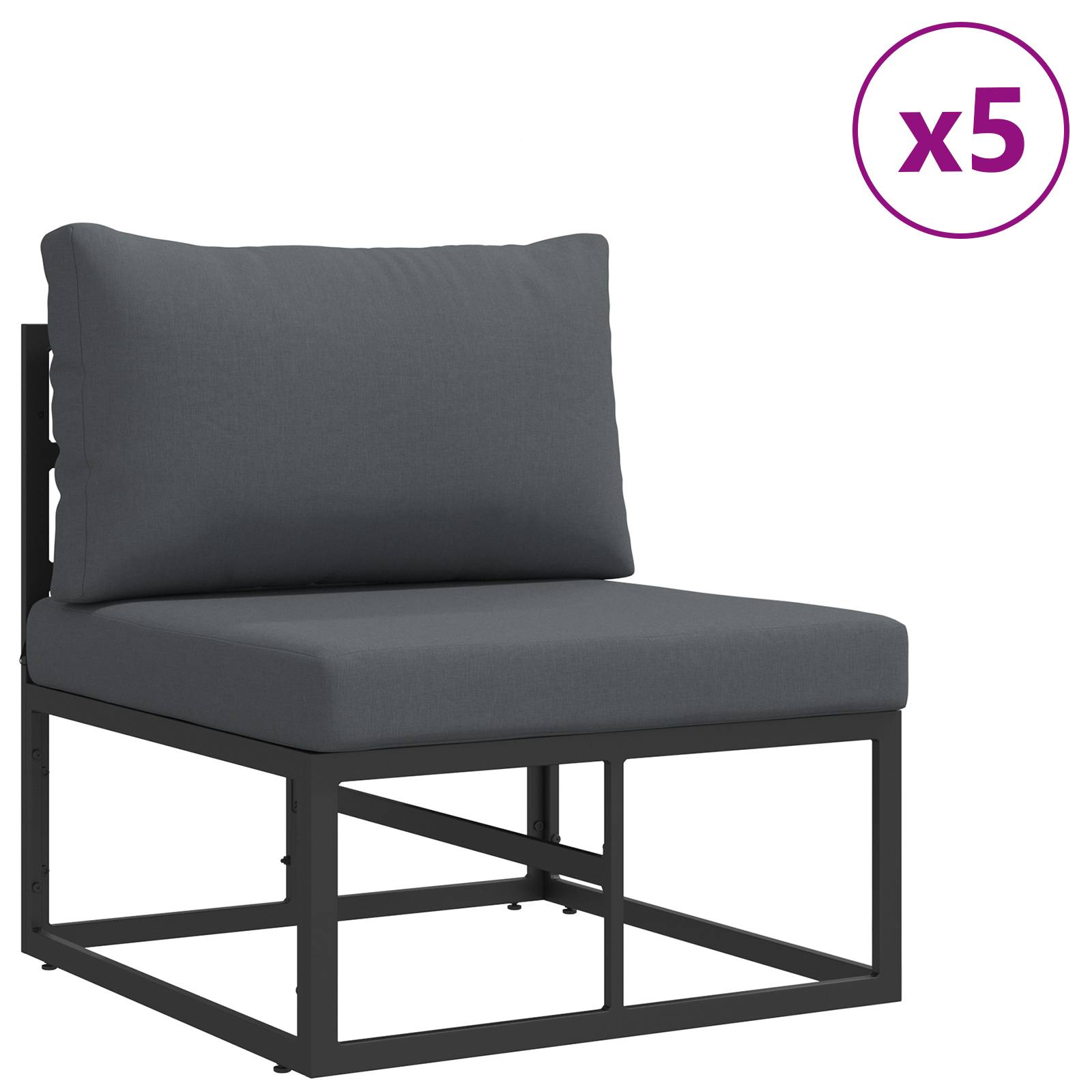 vidaXL Garten-Sofa-Set 7 pcs Schwarz 353 x 141,5 x 71 cm Aluminium