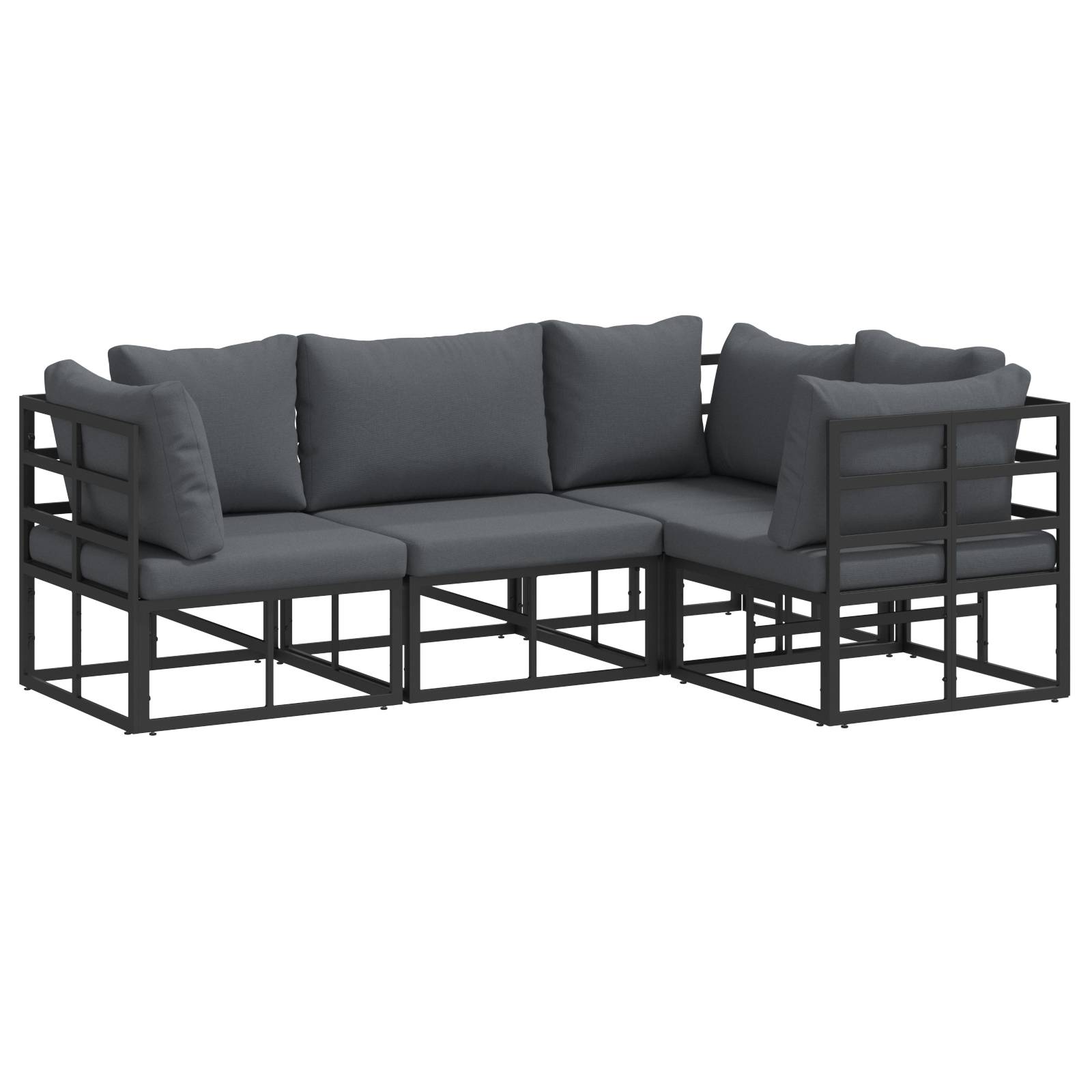 vidaXL Garten-Sofa-Set 4 pcs Schwarz 213 x 143 x 71 cm Aluminium