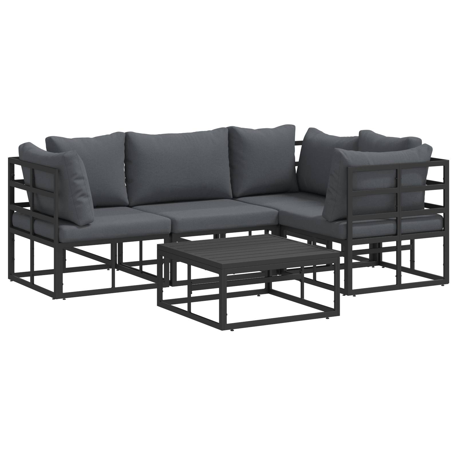 vidaXL Garten-Sofa-Set 5 pcs Schwarz 70 x 70 x 32 cm Aluminium