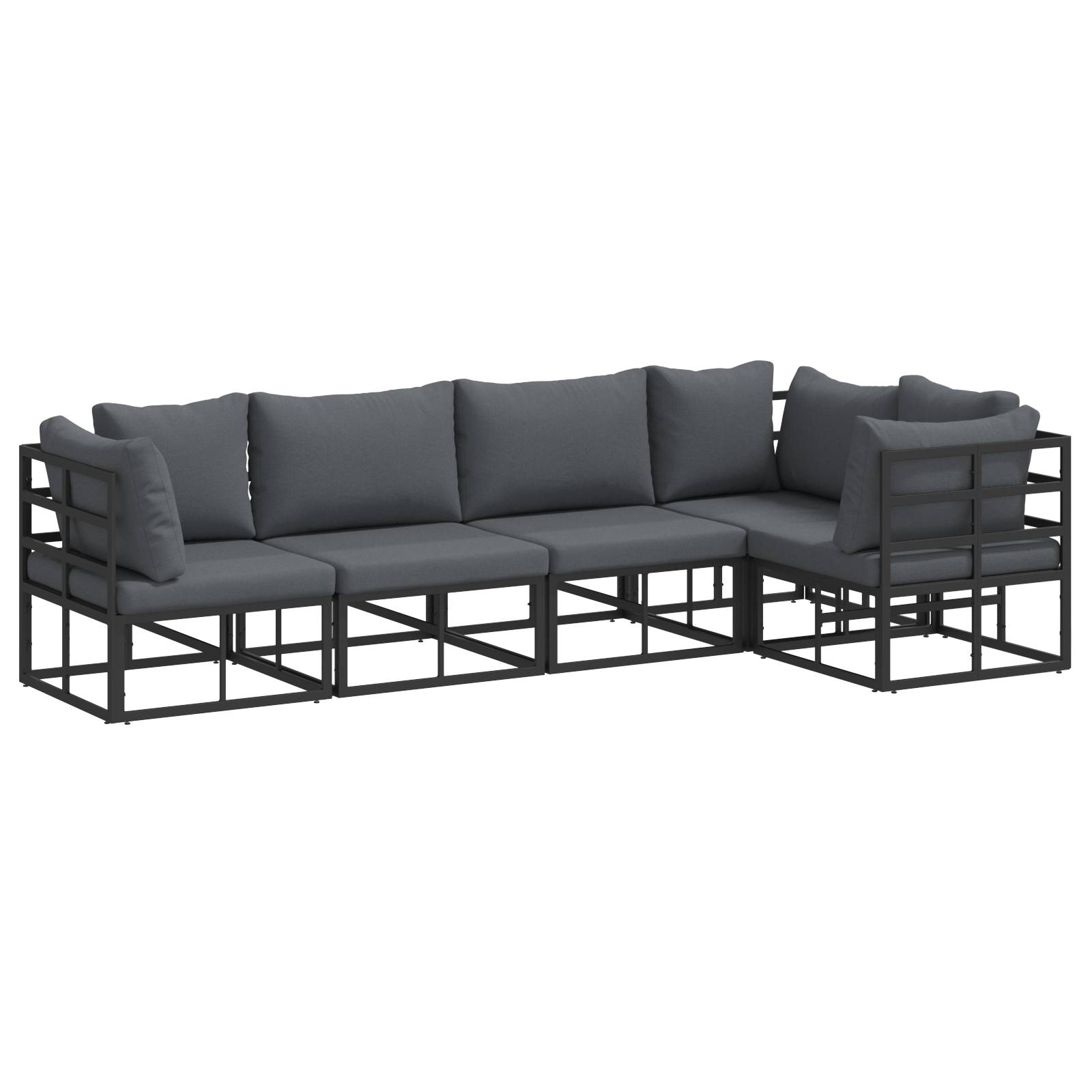 vidaXL Garten-Sofa-Set 5 pcs Schwarz 283 x 143 x 71 cm Aluminium