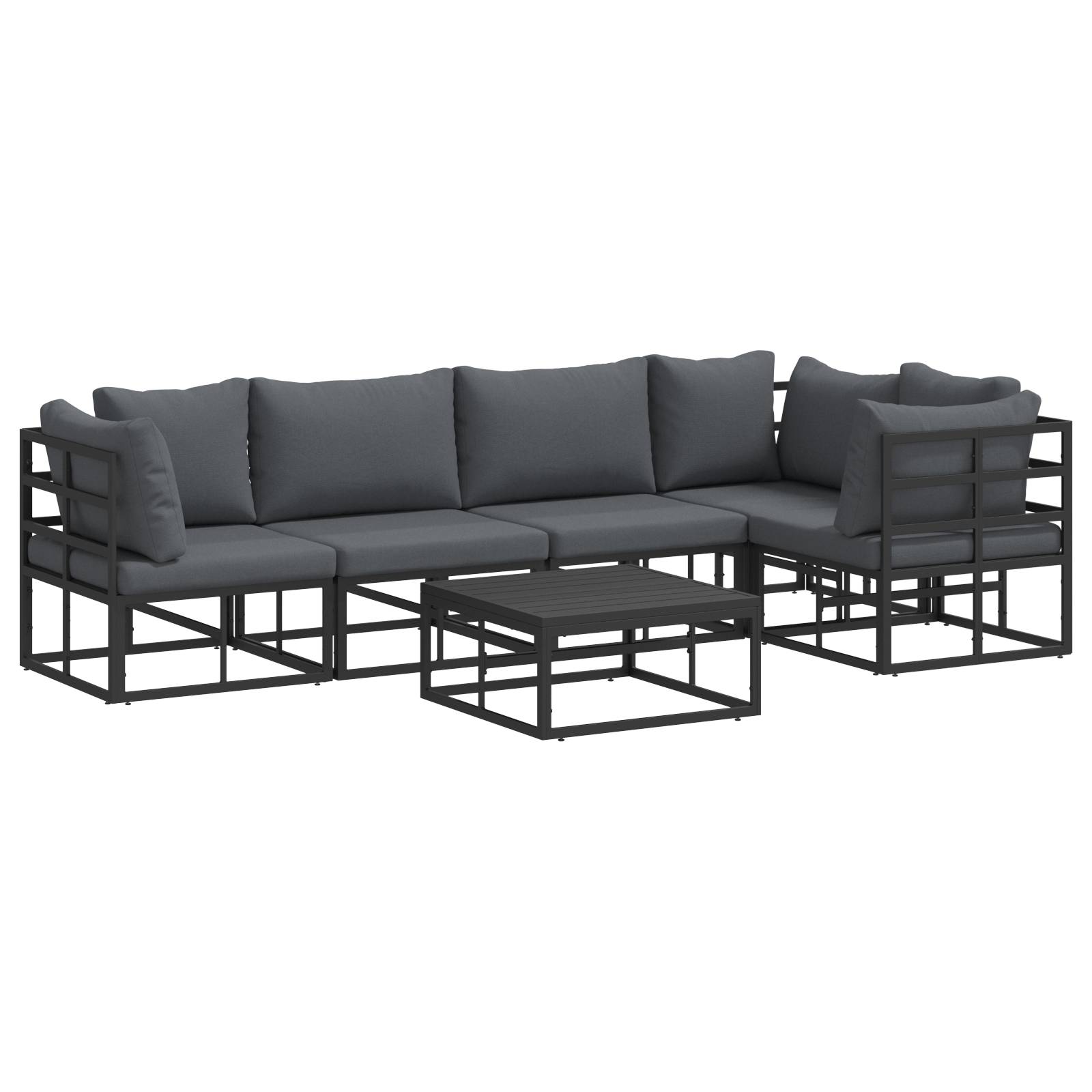 vidaXL Garten-Sofa-Set 6 pcs Schwarz 70 x 70 x 32 cm Aluminium