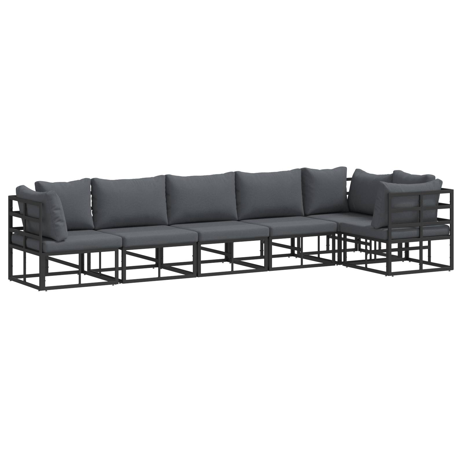 vidaXL Garten-Sofa-Set 6 pcs Schwarz 70 x 70 x 32 cm Aluminium