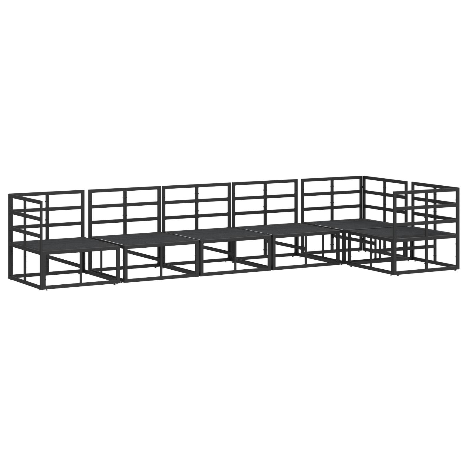 vidaXL Garten-Sofa-Set 6 pcs Schwarz 70 x 70 x 32 cm Aluminium