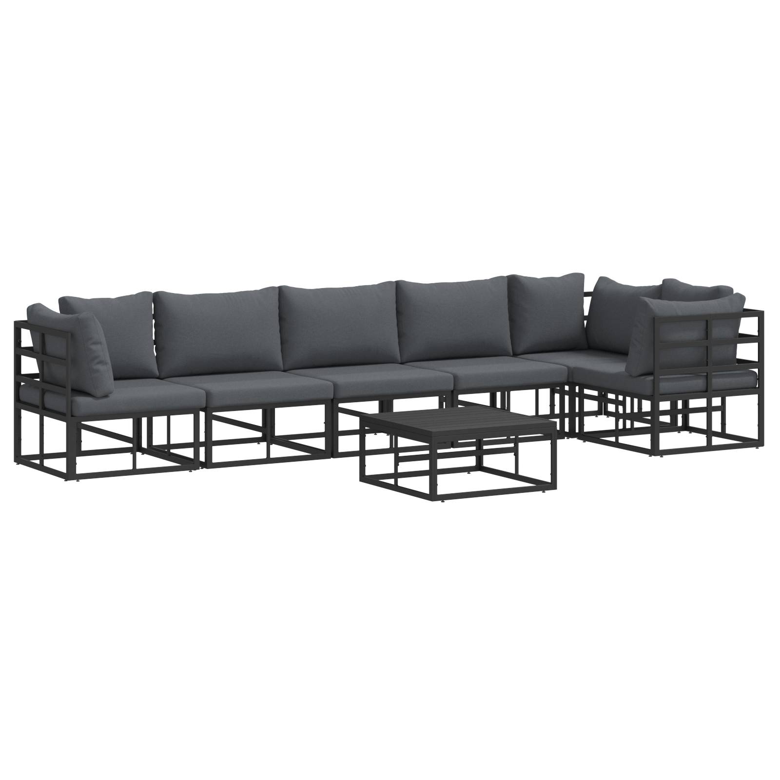 vidaXL Garten-Sofa-Set 7 pcs Schwarz 70 x 70 x 32 cm Aluminium