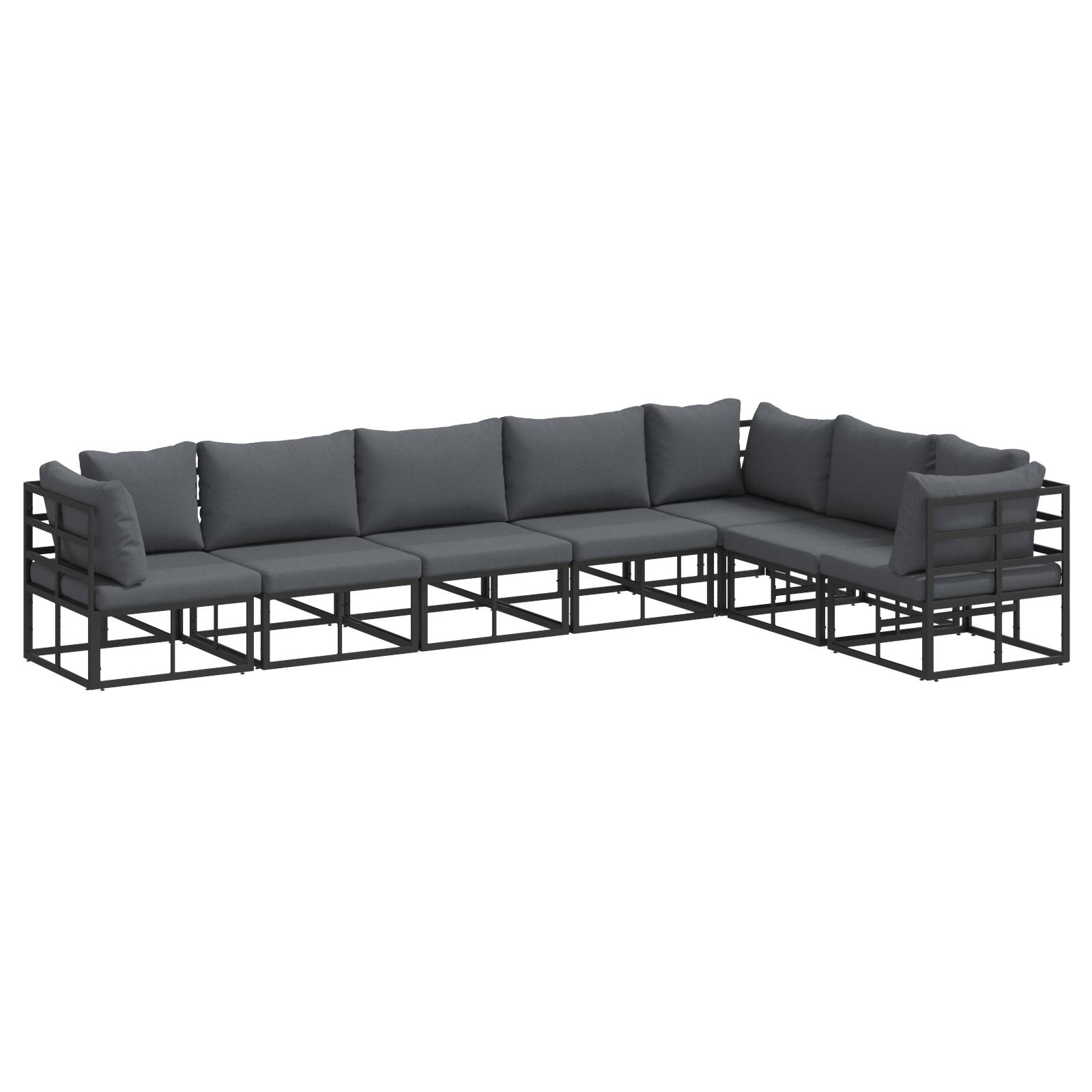 vidaXL Garten-Sofa-Set 7 pcs Schwarz 70 x 70 x 32 cm Aluminium