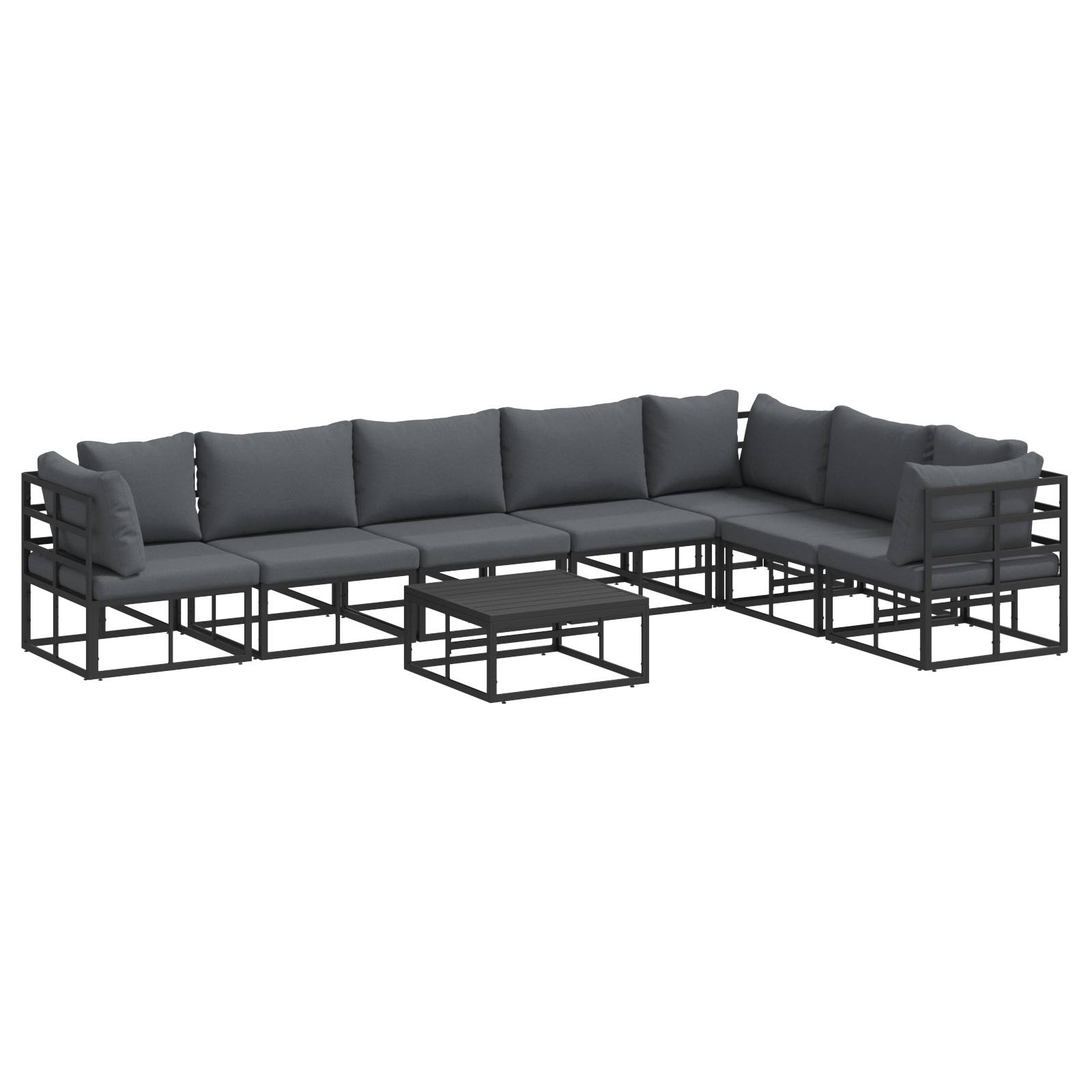 vidaXL Garten-Sofa-Set 8 pcs Schwarz 70 x 70 x 32 cm Aluminium