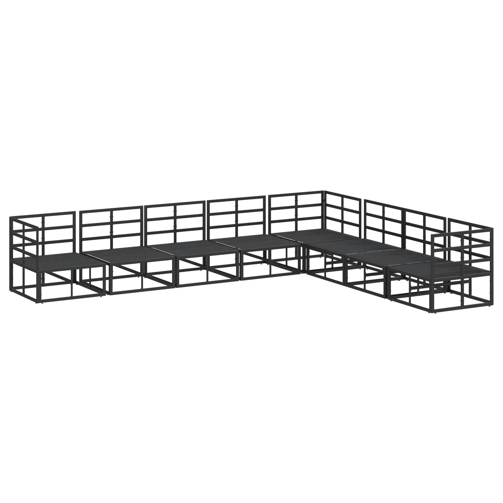 vidaXL Garten-Sofa-Set 8 pcs Schwarz 353 x 283 x 71 cm Aluminium