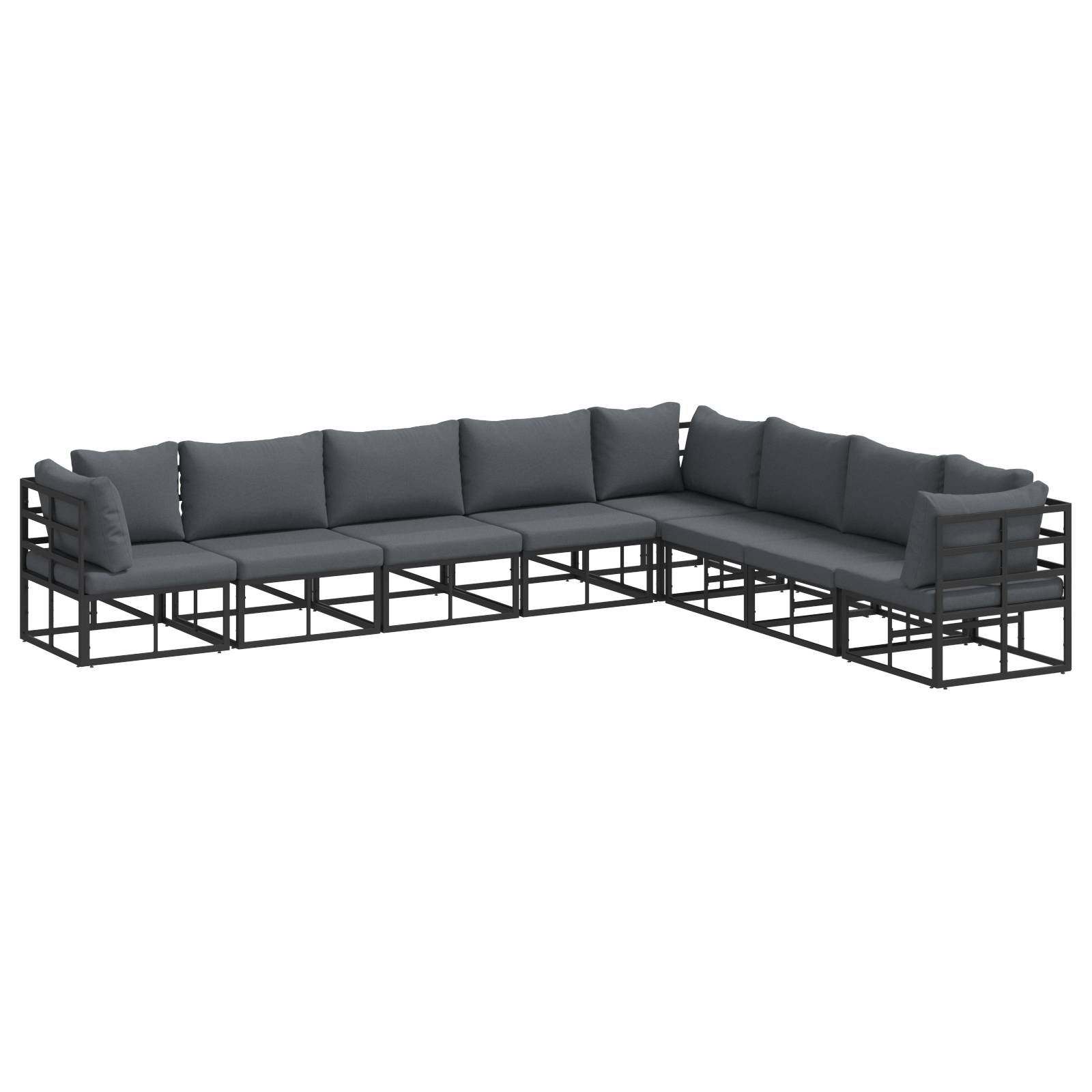 vidaXL Garten-Sofa-Set 8 pcs Schwarz 353 x 283 x 71 cm Aluminium