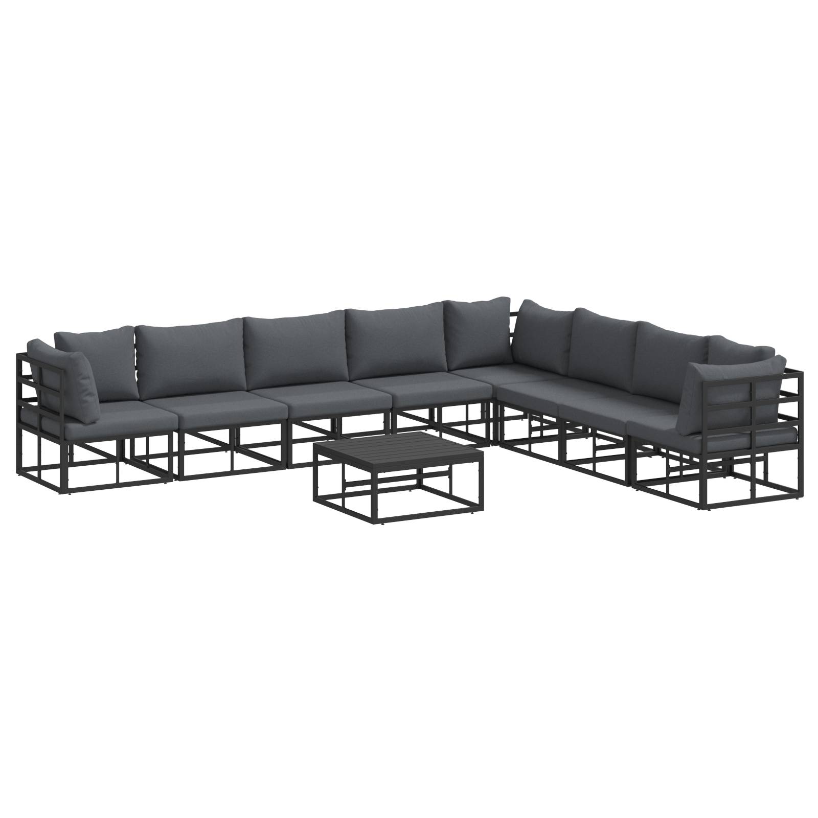 vidaXL Garten-Sofa-Set 9 pcs Schwarz 70 x 70 x 32 cm Aluminium
