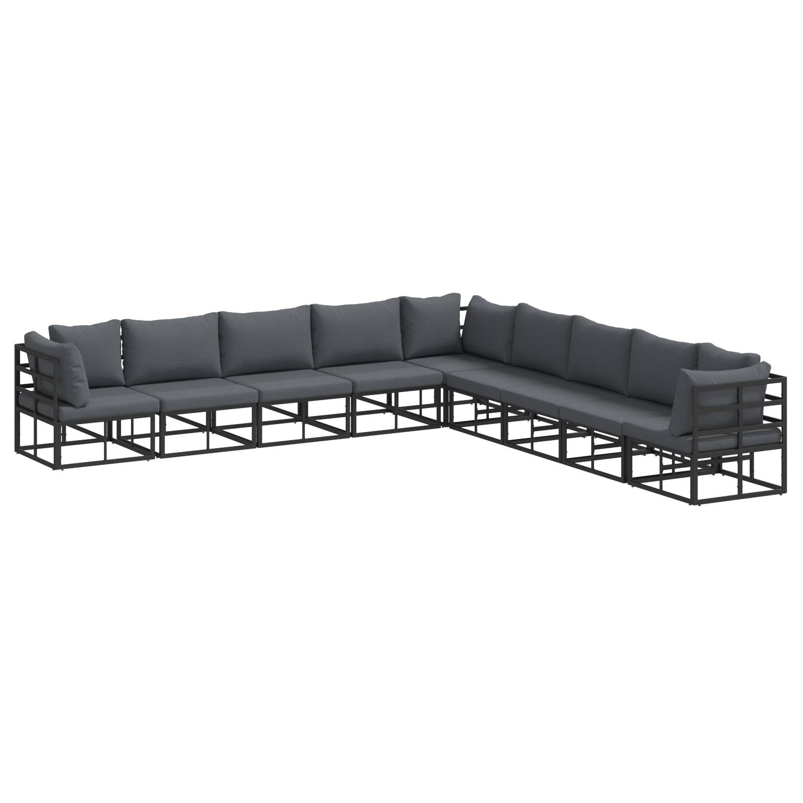 vidaXL Garten-Sofa-Set 9 pcs Schwarz 353 x 353 x 71 cm Aluminium