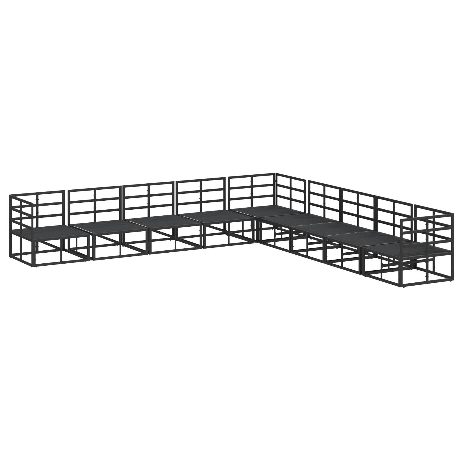 vidaXL Garten-Sofa-Set 9 pcs Schwarz 353 x 353 x 71 cm Aluminium