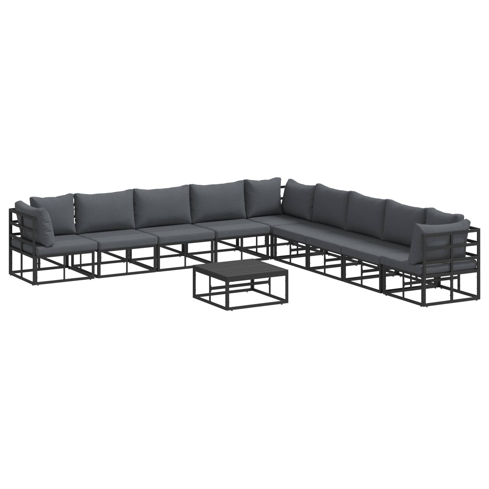 vidaXL Garten-Sofa-Set 10 pcs Schwarz 70 x 70 x 32 cm Aluminium