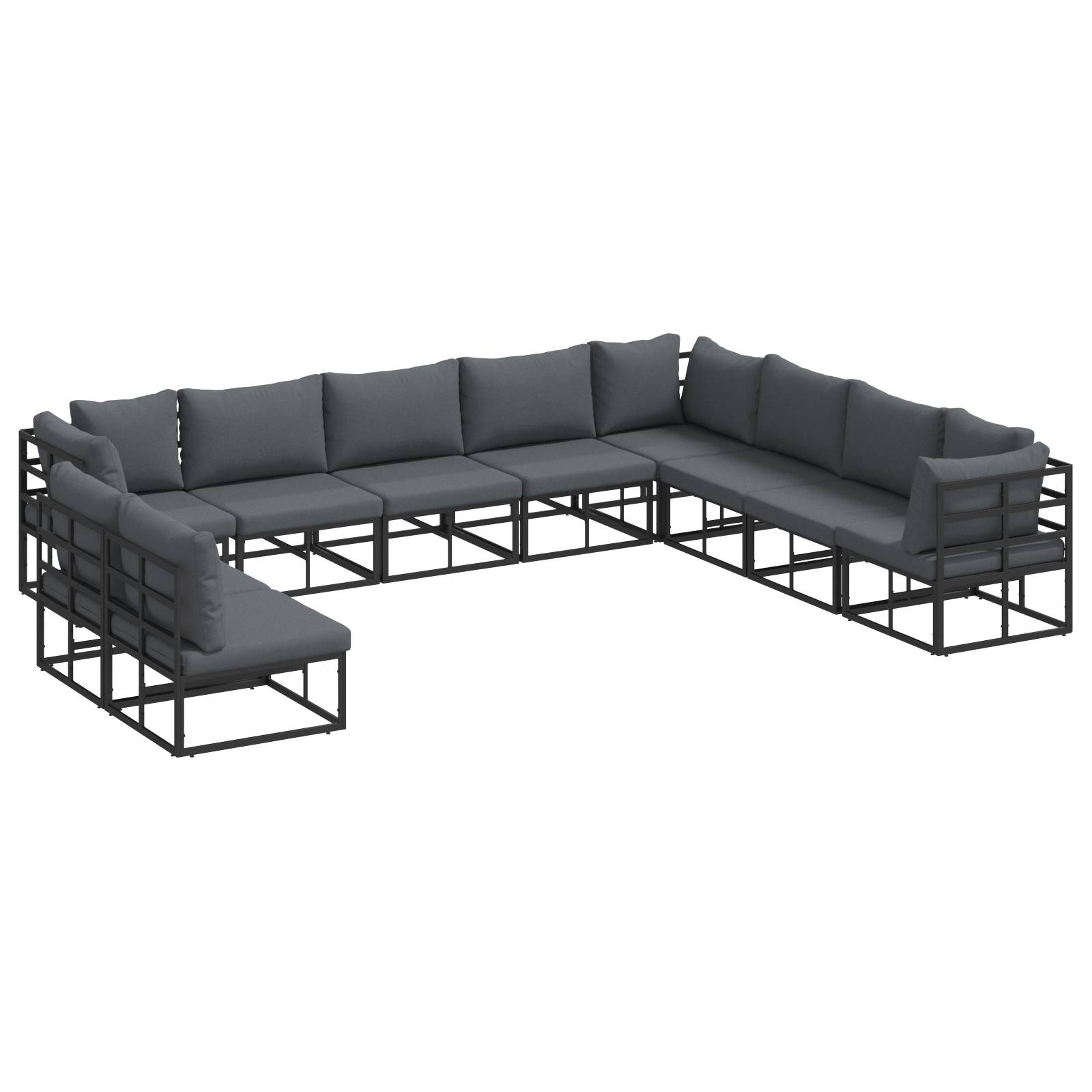 vidaXL Garten-Sofa-Set 10 pcs Schwarz 353 x 283 x 71 cm Aluminium