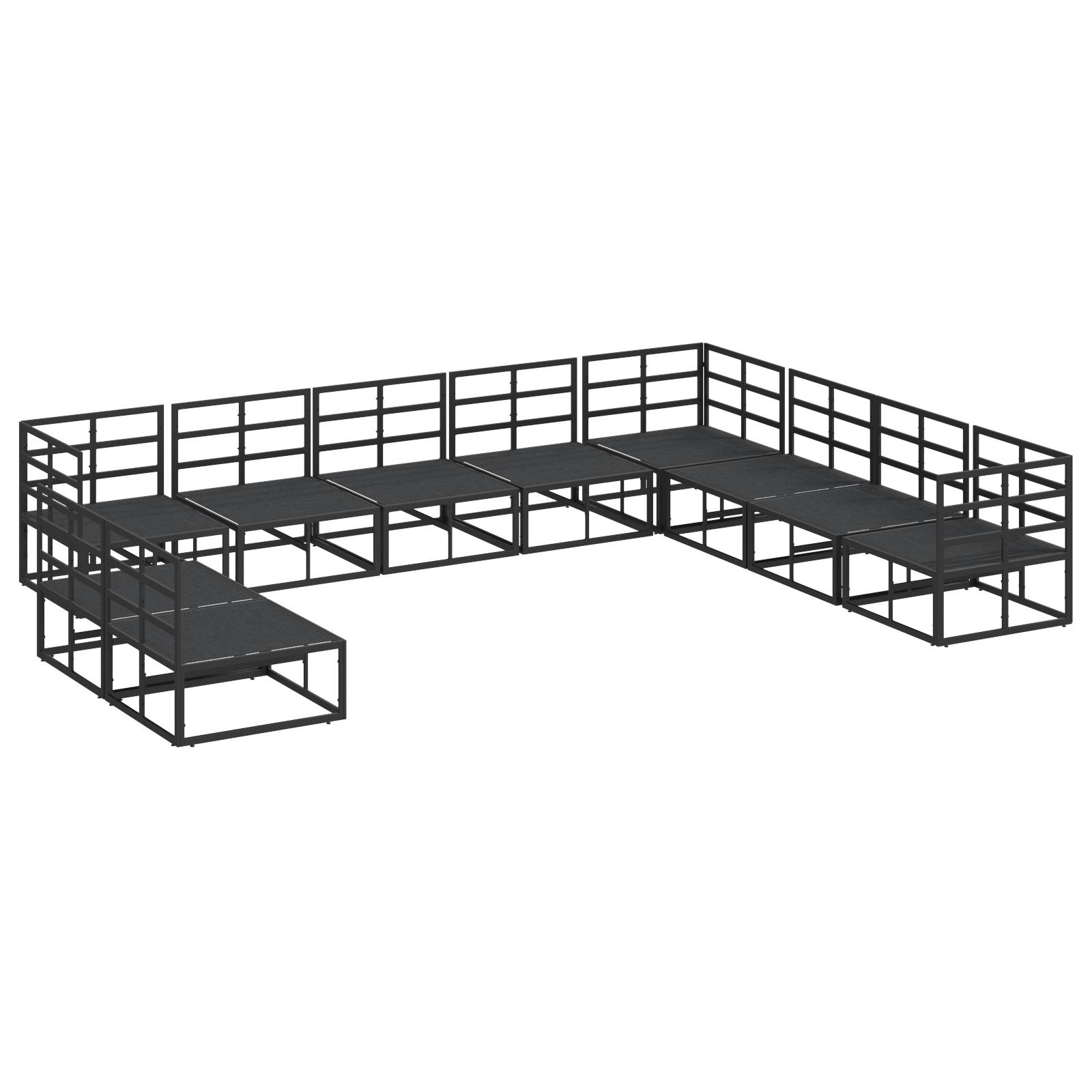 vidaXL Garten-Sofa-Set 10 pcs Schwarz 353 x 283 x 71 cm Aluminium