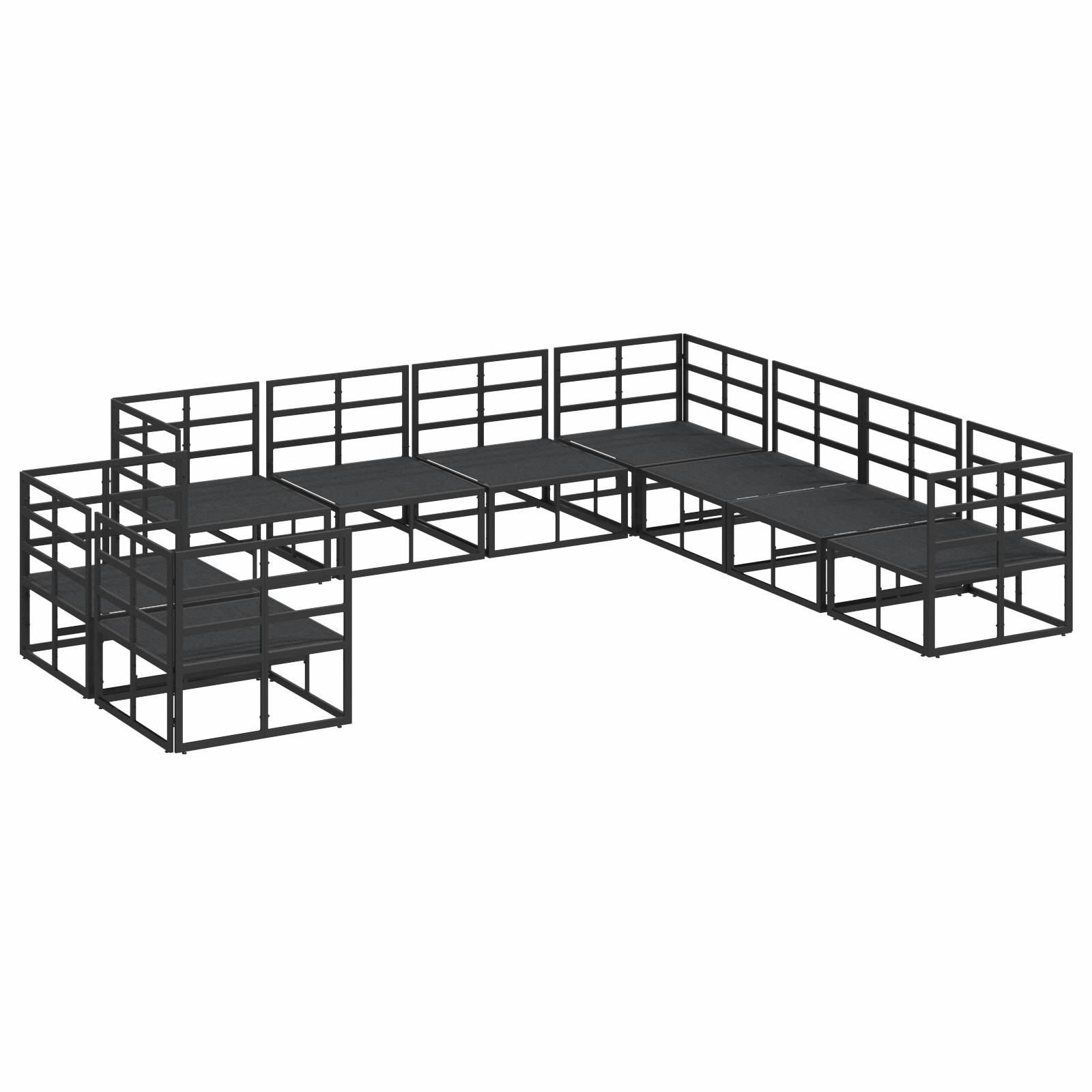 vidaXL Garten-Sofa-Set 9 pcs Schwarz 283 x 283 x 71 cm Aluminium