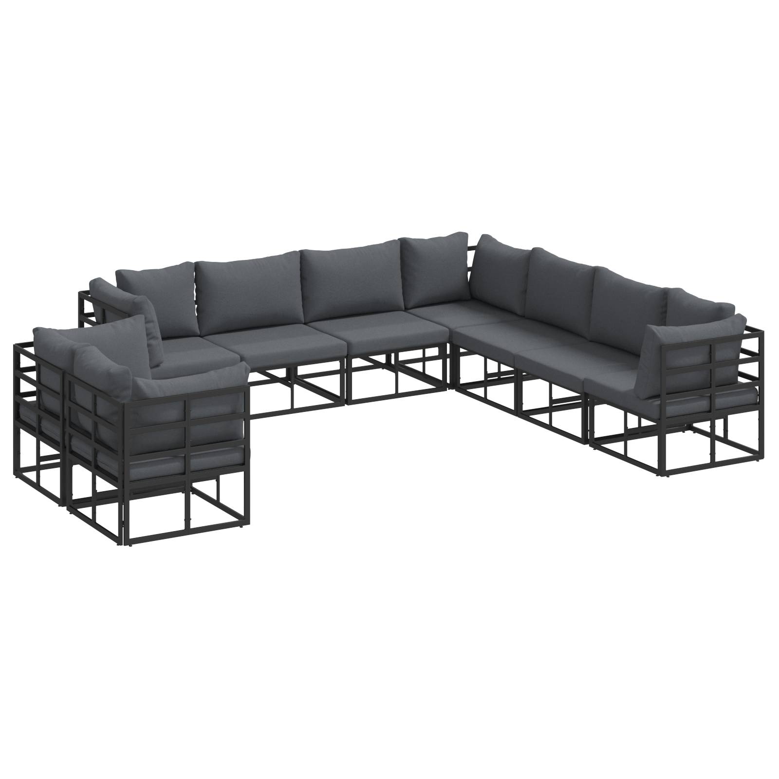 vidaXL Garten-Sofa-Set 9 pcs Schwarz 283 x 283 x 71 cm Aluminium