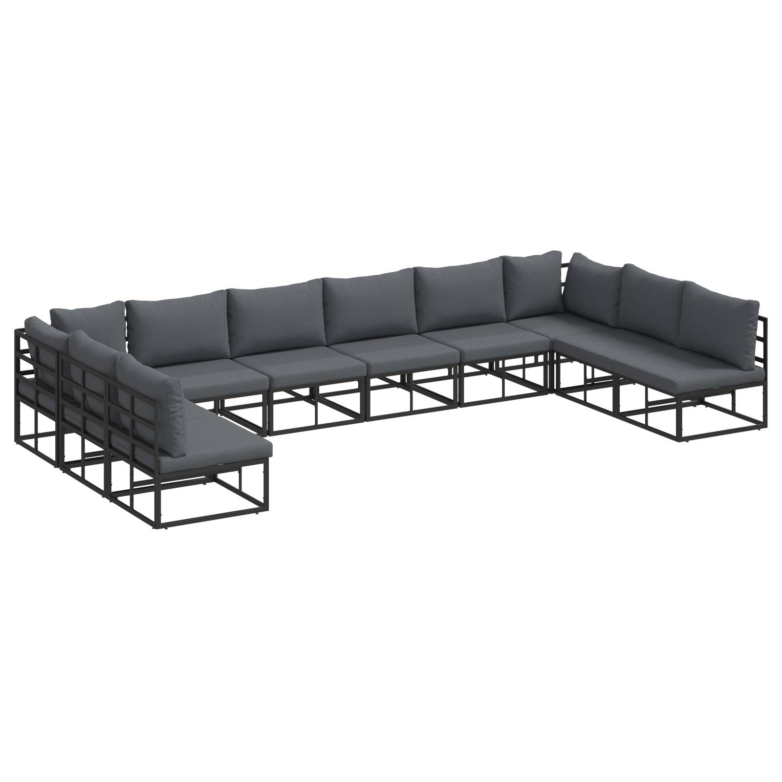 vidaXL Garten-Sofa-Set 10 pcs Schwarz 423 x 211.5 x 71 cm Aluminium