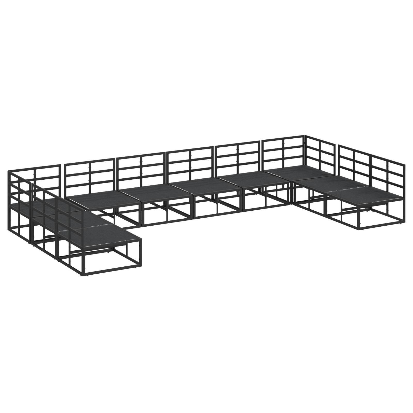 vidaXL Garten-Sofa-Set 10 pcs Schwarz 423 x 211.5 x 71 cm Aluminium