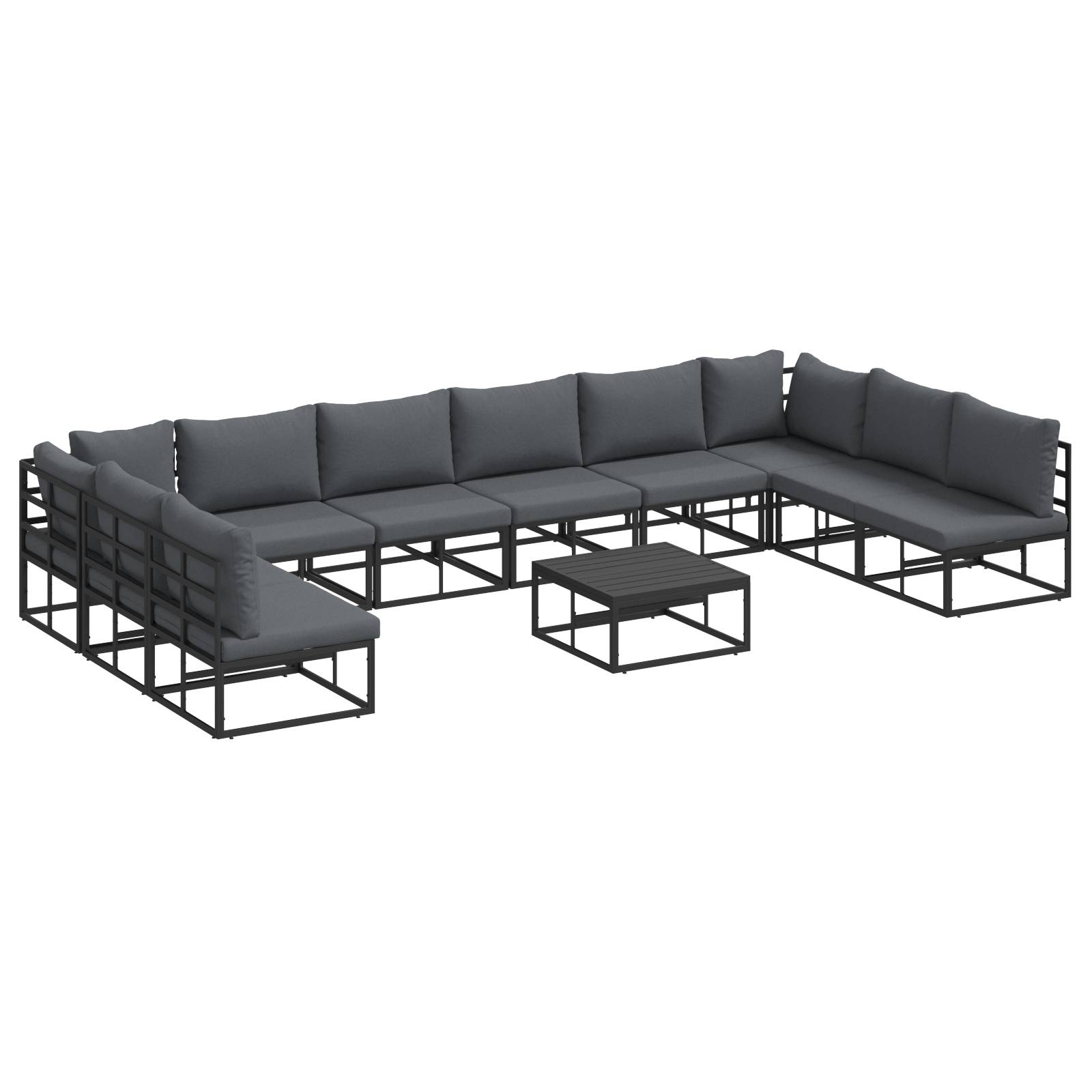 vidaXL Garten-Sofa-Set 11 pcs Schwarz 70 x 70 x 32 cm Aluminium