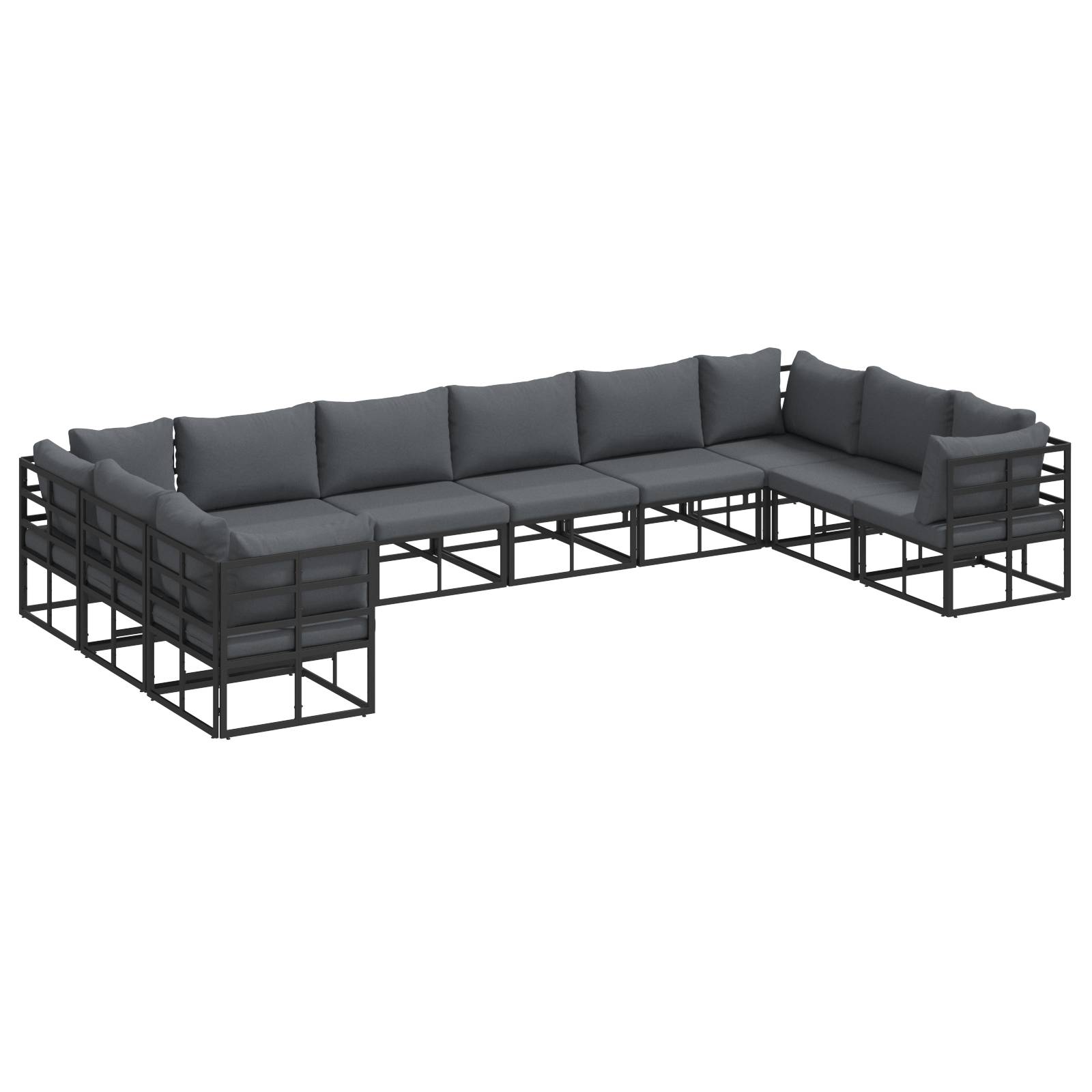 vidaXL Garten-Sofa-Set 10 pcs Schwarz 423 x 213 x 71 cm Aluminium