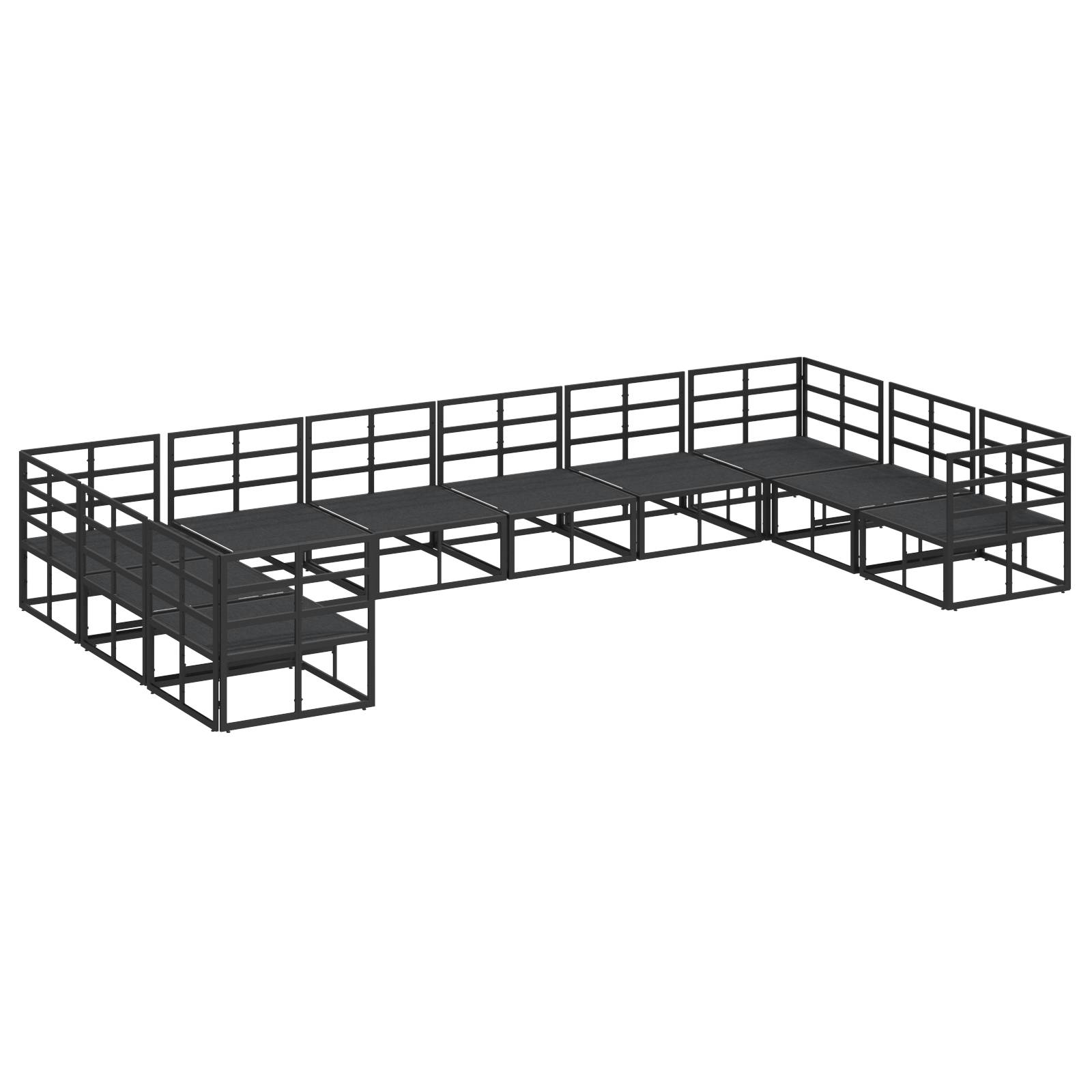 vidaXL Garten-Sofa-Set 10 pcs Schwarz 423 x 213 x 71 cm Aluminium