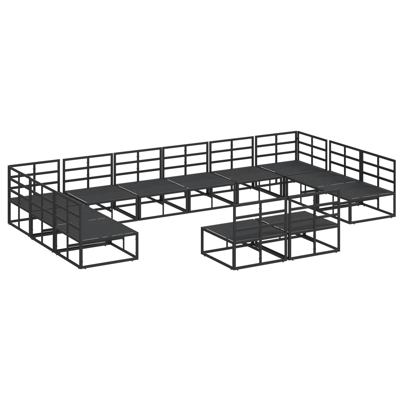 vidaXL Garten-Sofa-Set 12 pcs Schwarz 423 x 211,5 x 71 cm Aluminium