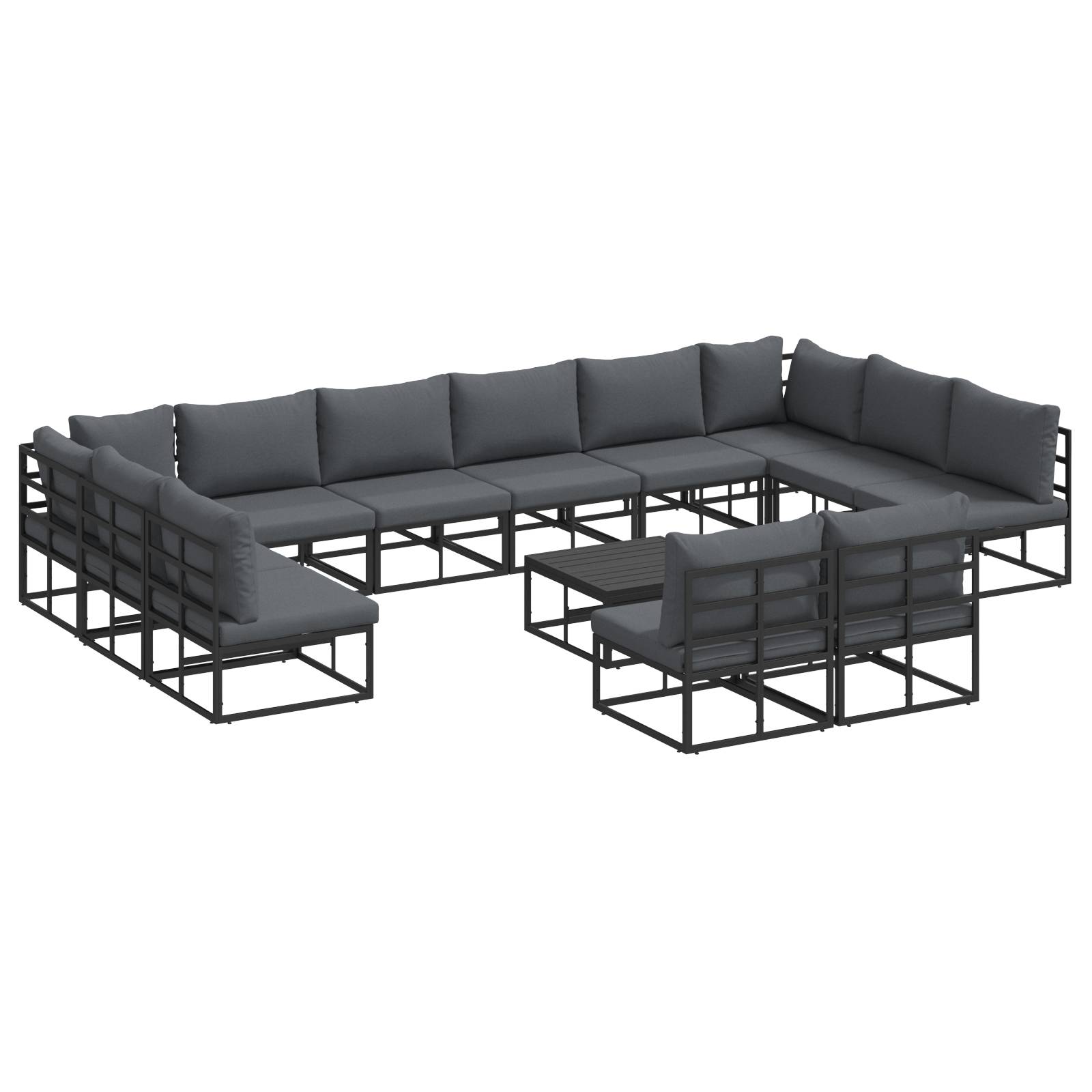 vidaXL Garten-Sofa-Set 13 pcs Schwarz 70 x 70 x 32 cm Aluminium