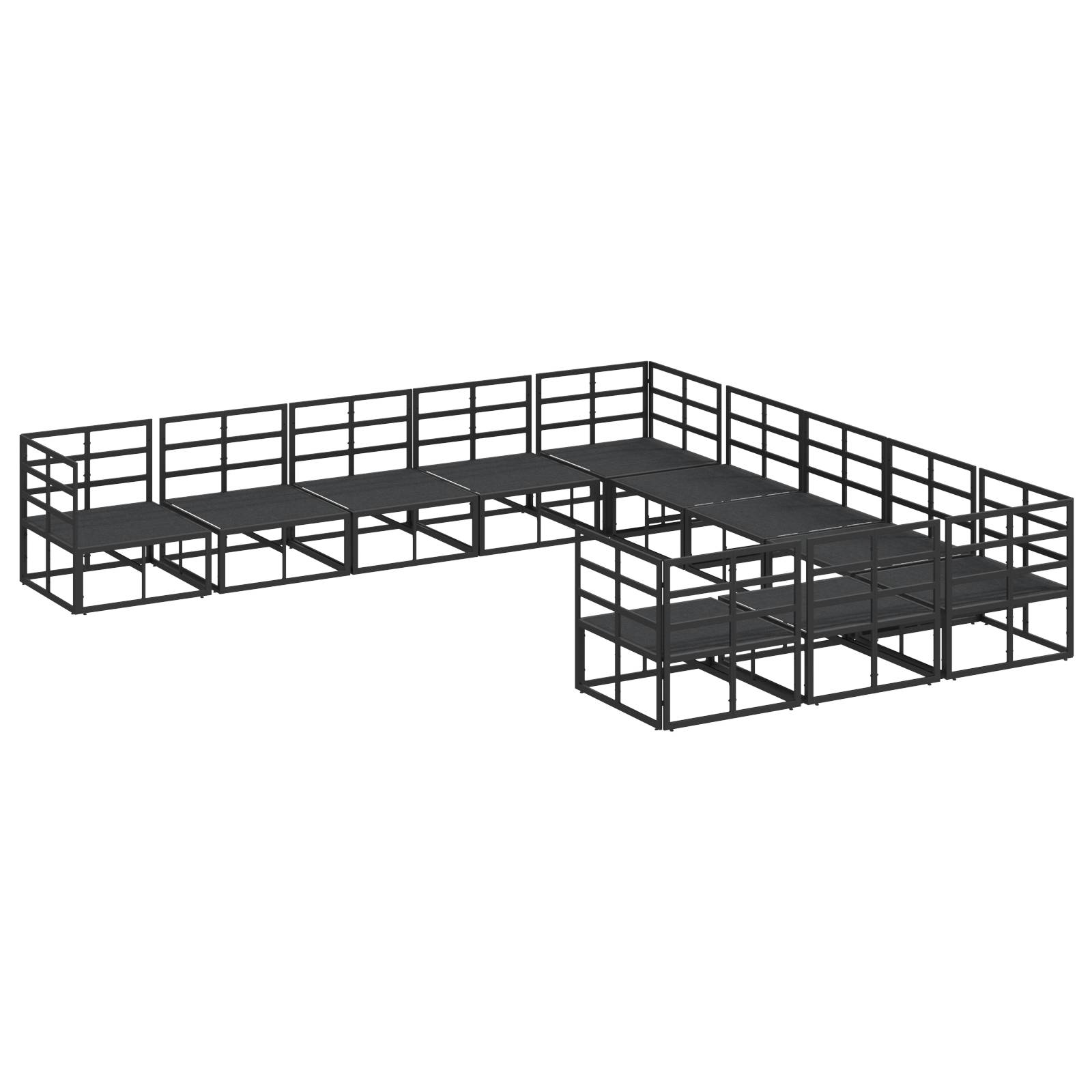 vidaXL Garten-Sofa-Set 11 pcs Schwarz 70 x 70 x 32 cm Aluminium