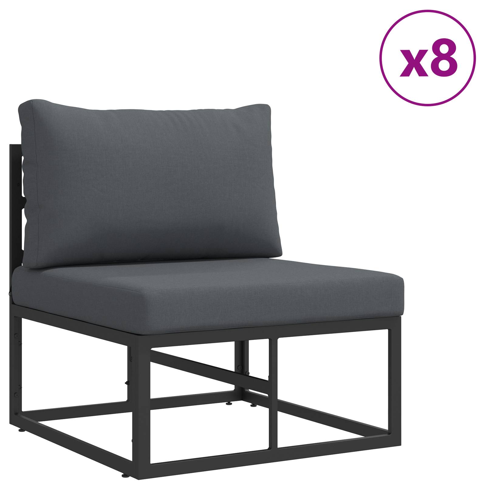 vidaXL Garten-Sofa-Set 13 pcs Schwarz 70 x 70 x 32 cm Aluminium