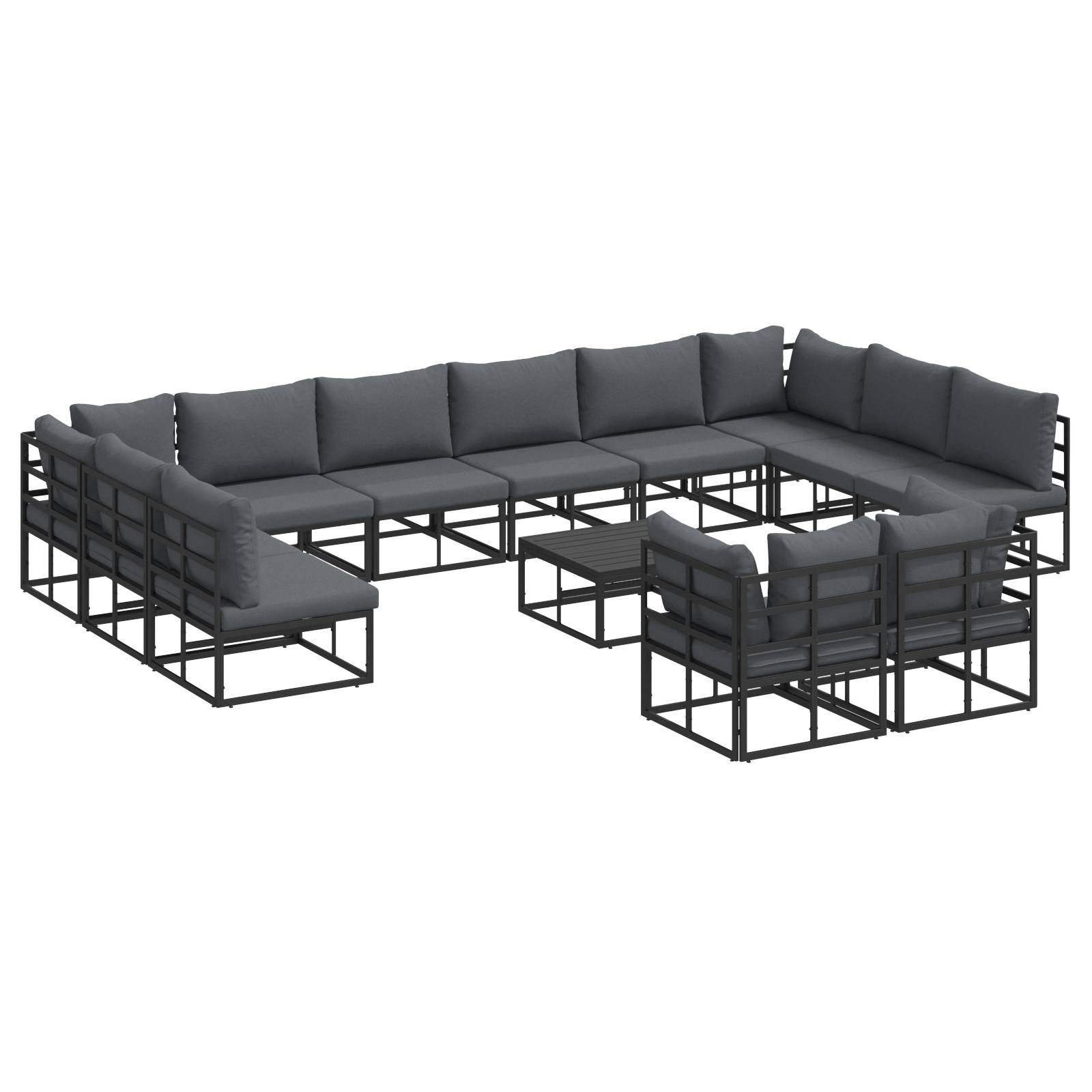 vidaXL Garten-Sofa-Set 13 pcs Schwarz 70 x 70 x 32 cm Aluminium