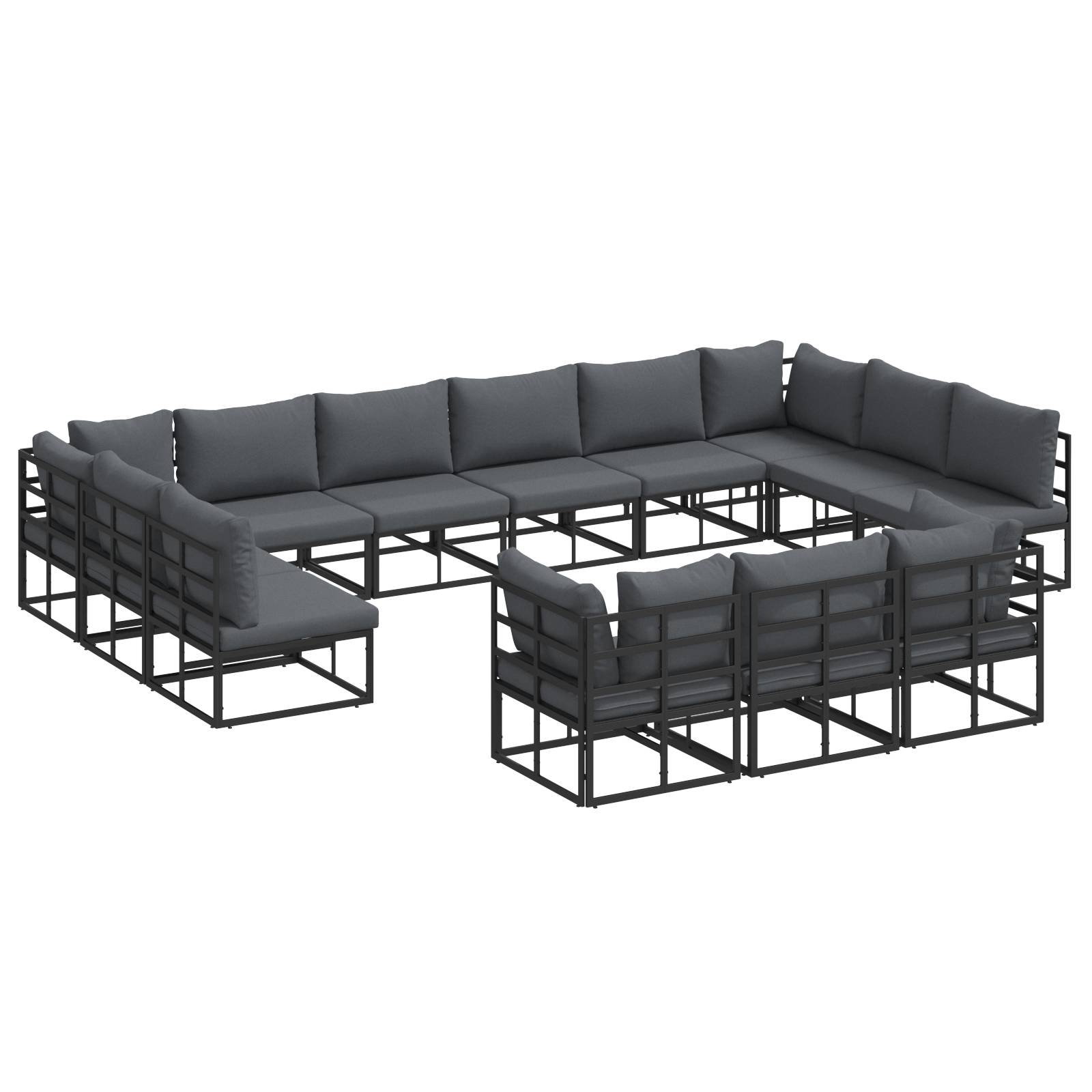 vidaXL Garten-Sofa-Set 13 pcs Schwarz 423 x 211,5 x 71 cm Aluminium
