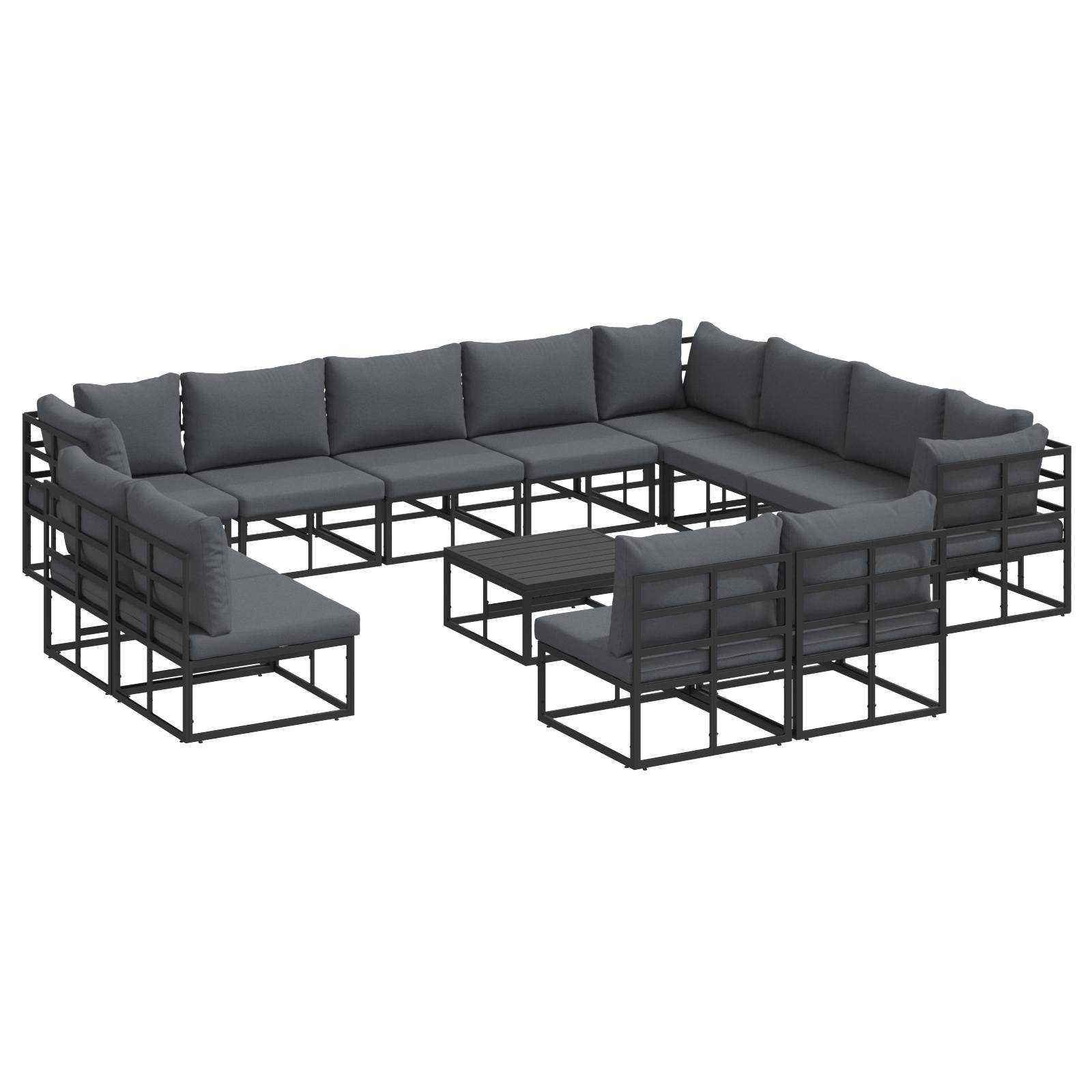 vidaXL Garten-Sofa-Set 13 pcs Schwarz 70 x 70 x 32 cm Aluminium