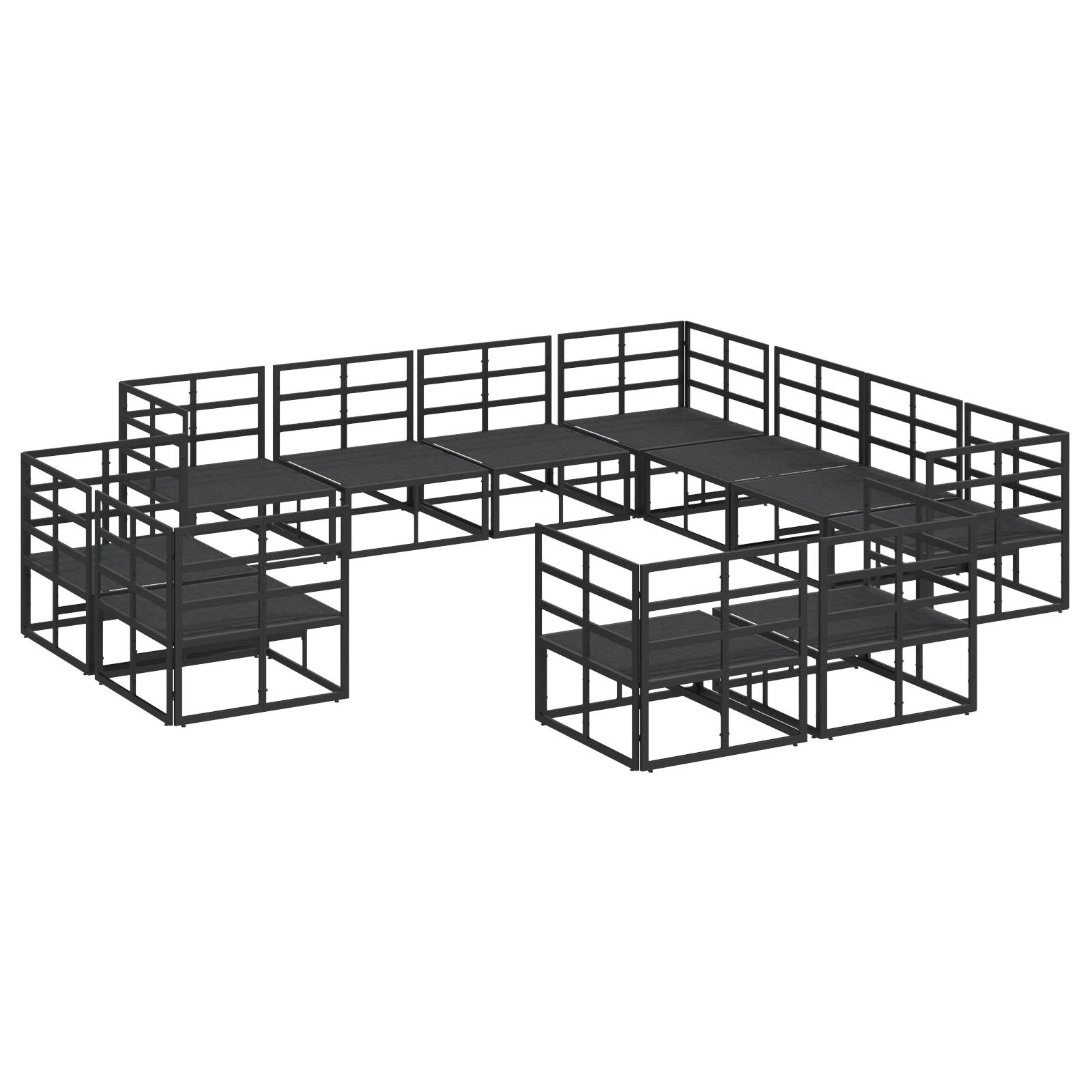 vidaXL Garten-Sofa-Set 11 pcs Schwarz 283 x 283 x 71 cm Aluminium