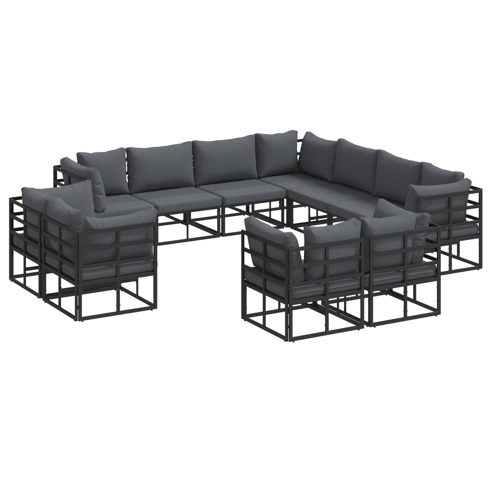 vidaXL Garten-Sofa-Set 11 pcs Schwarz 283 x 283 x 71 cm Aluminium