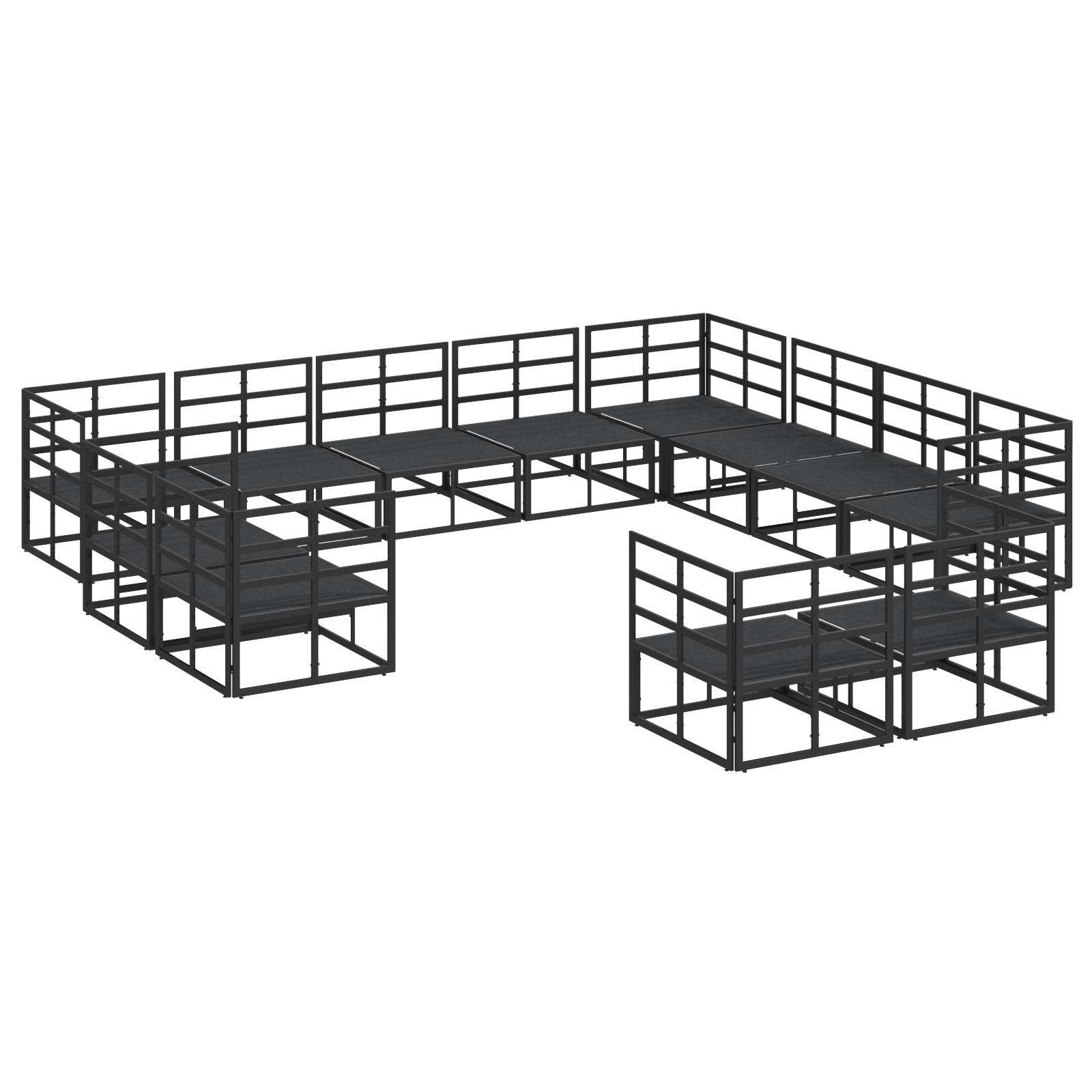 vidaXL Garten-Sofa-Set 12 pcs Schwarz 353 x 283 x 71 cm Aluminium