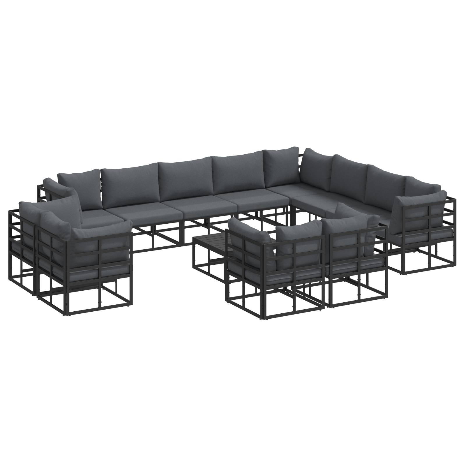 vidaXL Garten-Sofa-Set 13 pcs Schwarz 70 x 70 x 32 cm Aluminium