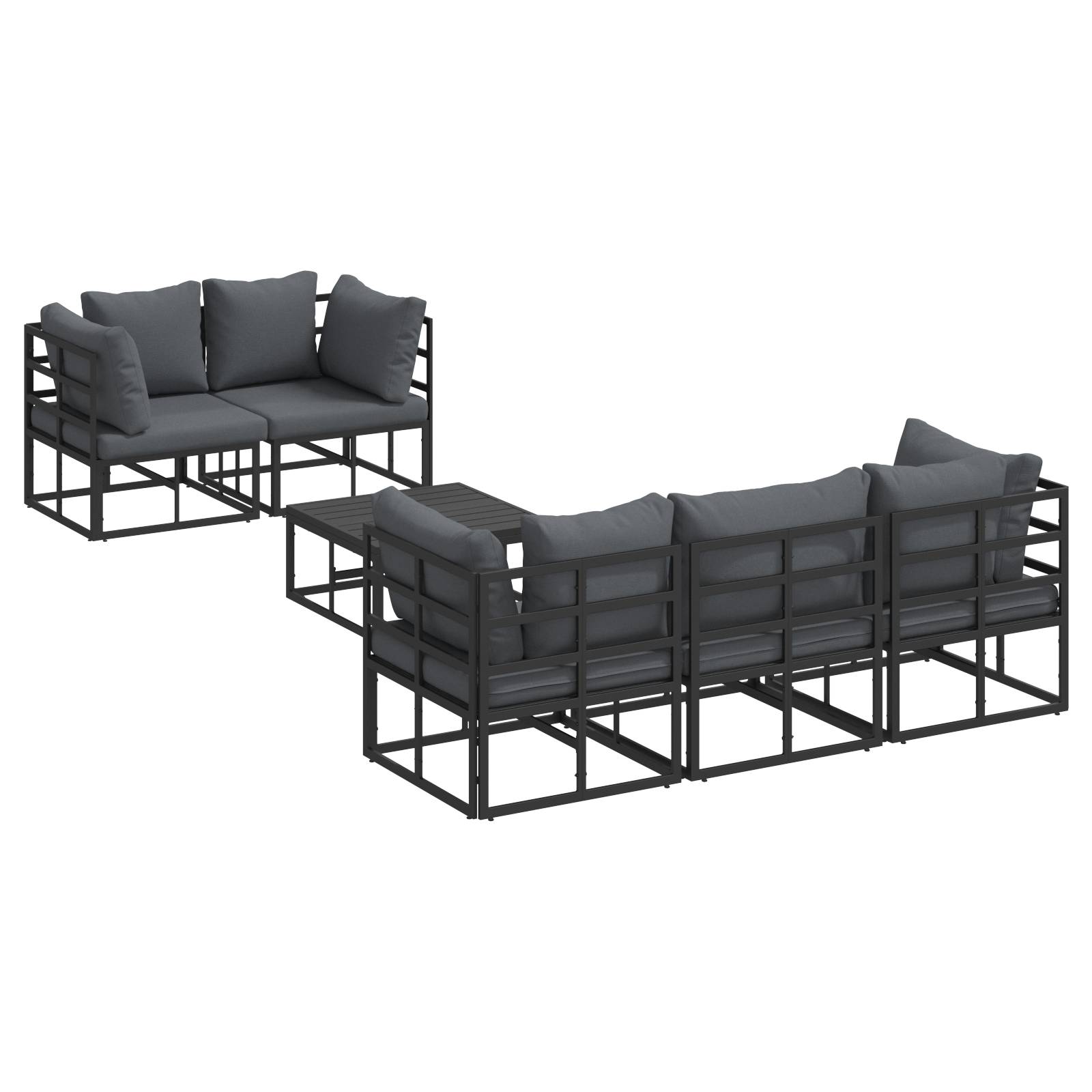 vidaXL Garten-Sofa-Set 6 pcs Schwarz 70 x 70 x 32 cm Aluminium