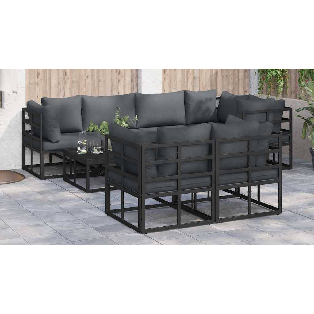 vidaXL Garten-Sofa-Set 7 pcs Schwarz 283 x 143 x 71 cm Aluminium
