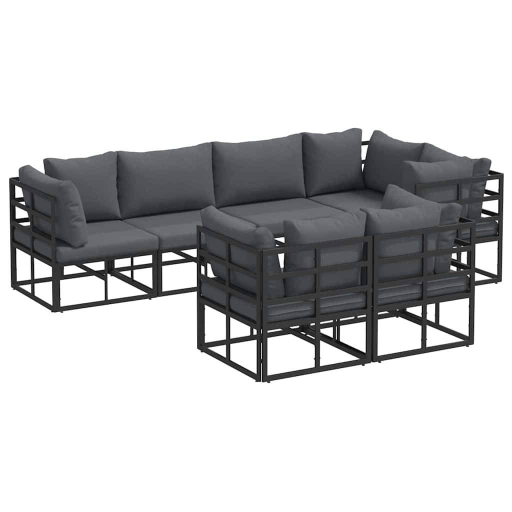 vidaXL Garten-Sofa-Set 7 pcs Schwarz 283 x 143 x 71 cm Aluminium