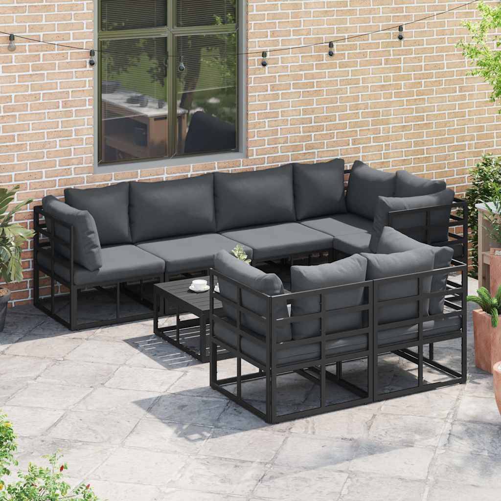 vidaXL Garten-Sofa-Set 7 pcs Schwarz 283 x 143 x 71 cm Aluminium