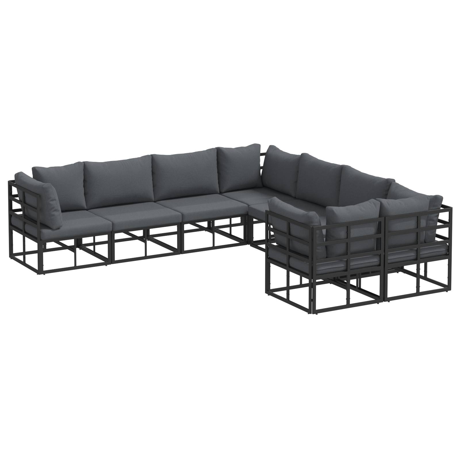 vidaXL Garten-Sofa-Set 8 pcs Schwarz 283 x 283 x 71 cm Aluminium