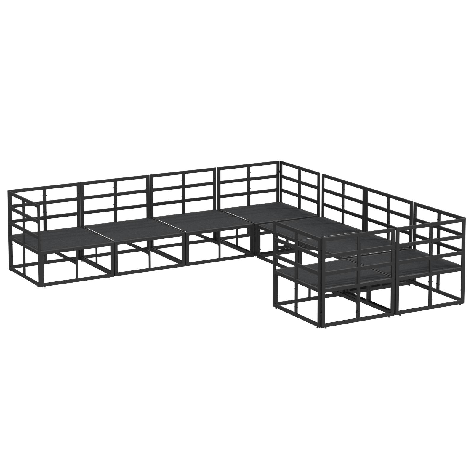 vidaXL Garten-Sofa-Set 8 pcs Schwarz 283 x 283 x 71 cm Aluminium
