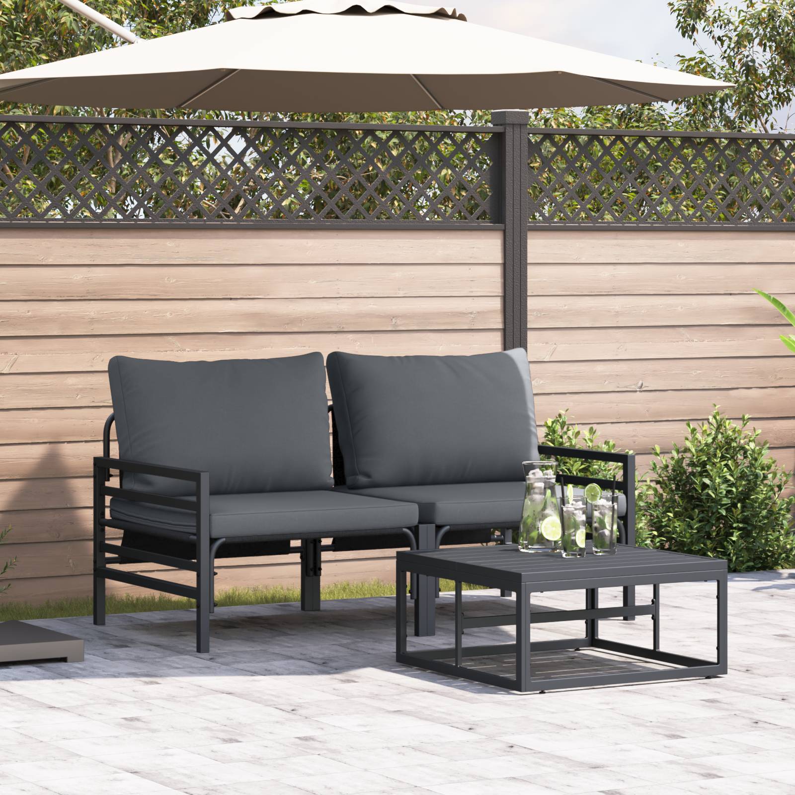 vidaXL Garten-Sofa-Set 3 pcs Anthrazit Stahl