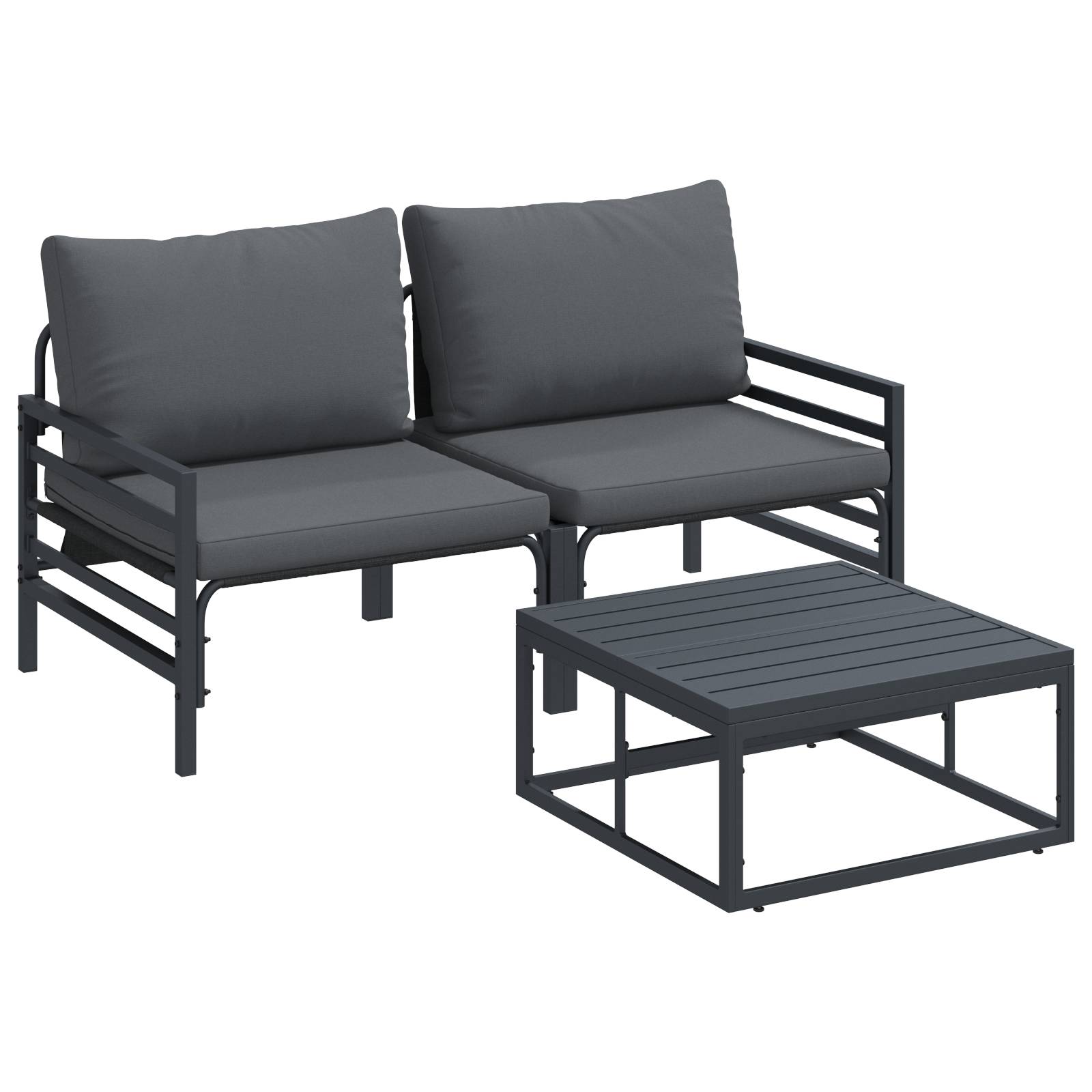 vidaXL Garten-Sofa-Set 3 pcs Anthrazit Stahl