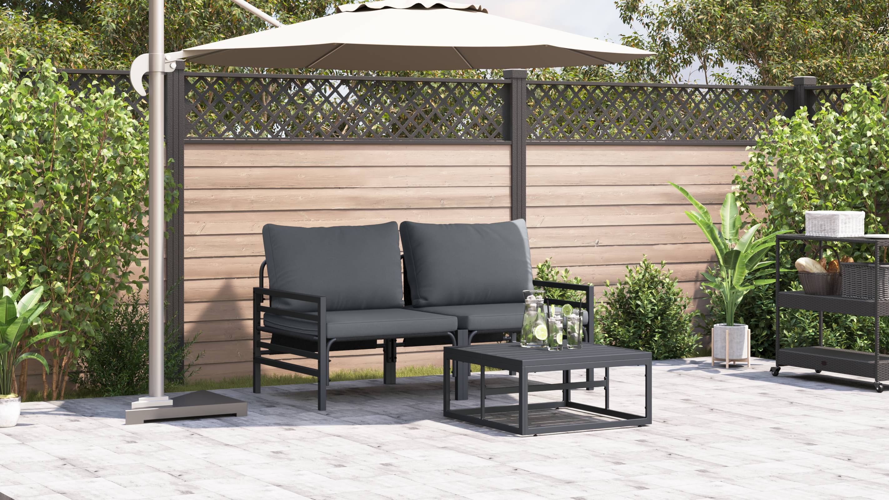 vidaXL Garten-Sofa-Set 3 pcs Anthrazit Stahl