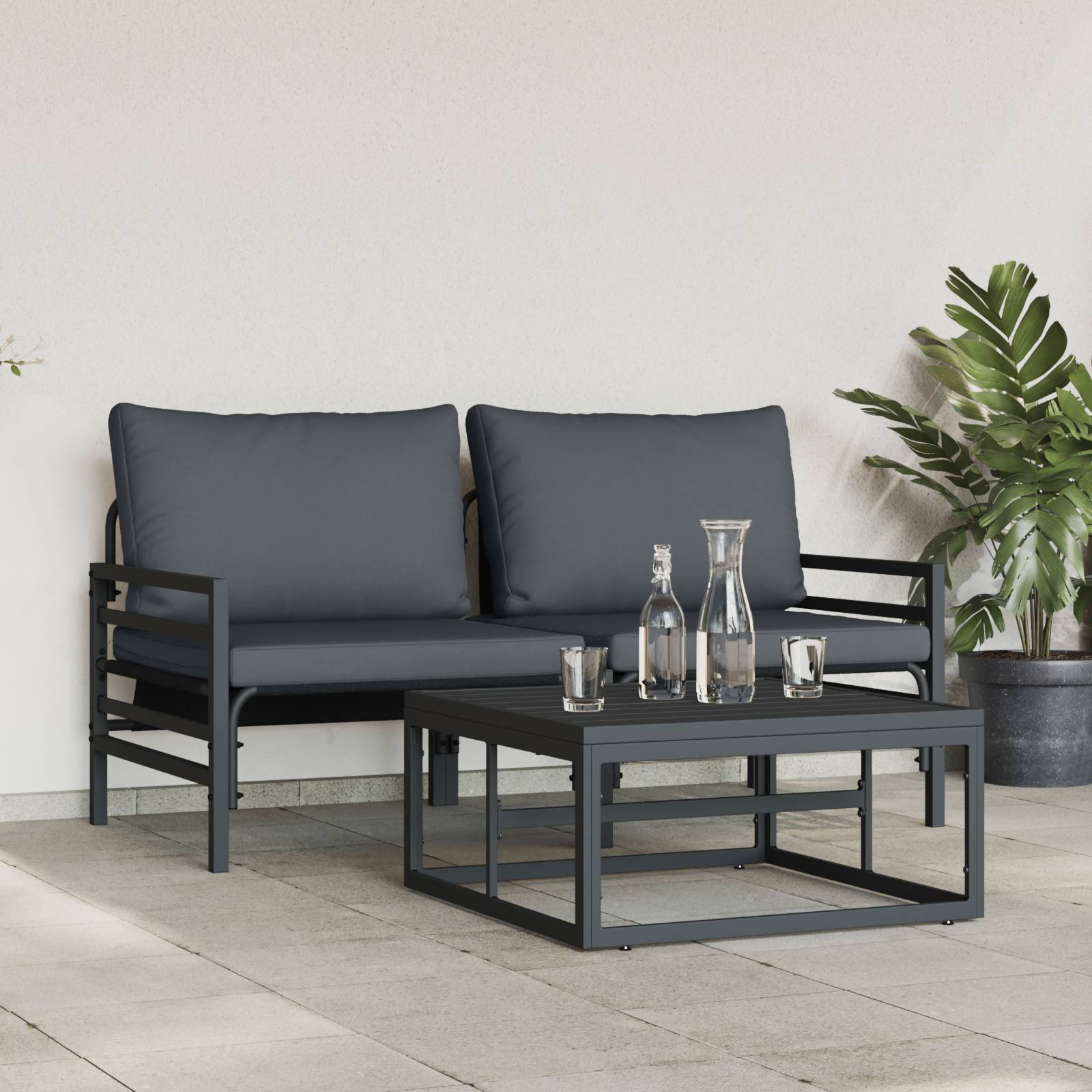 vidaXL Garten-Sofa-Set 3 pcs Anthrazit Stahl